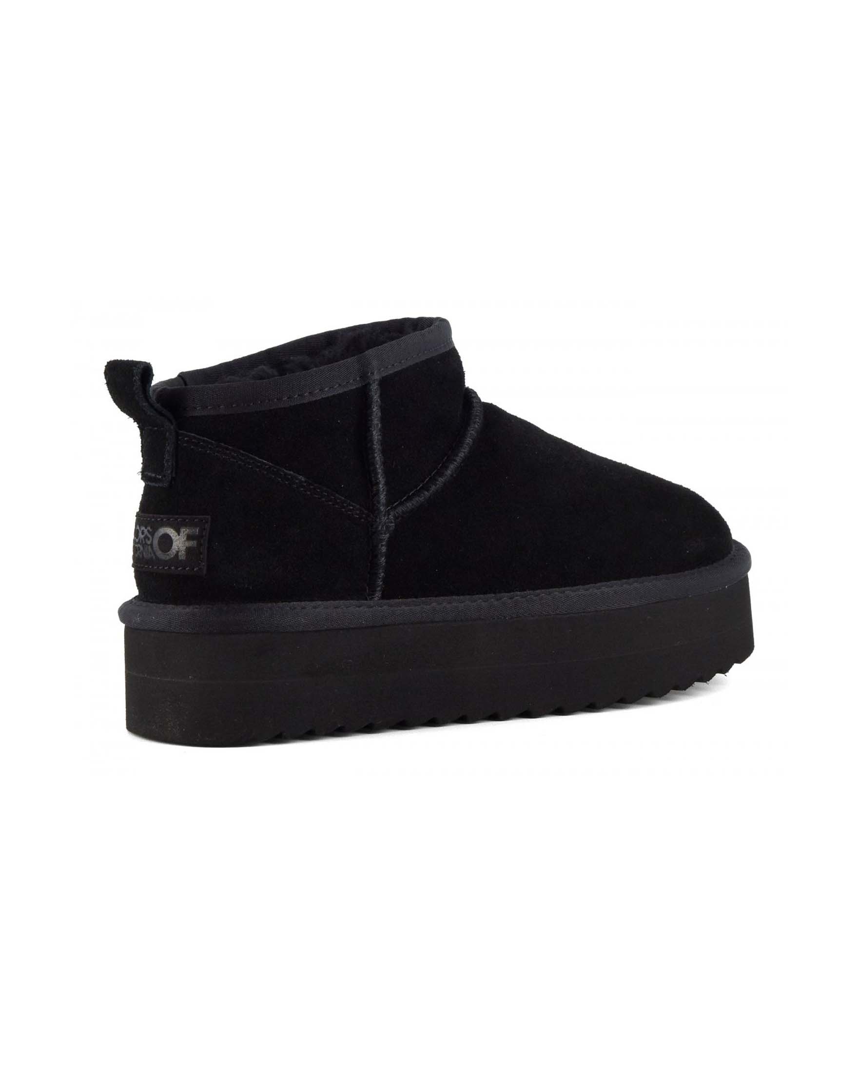Stivale Via Roma 15 in pelle e camoscio nero con V oro