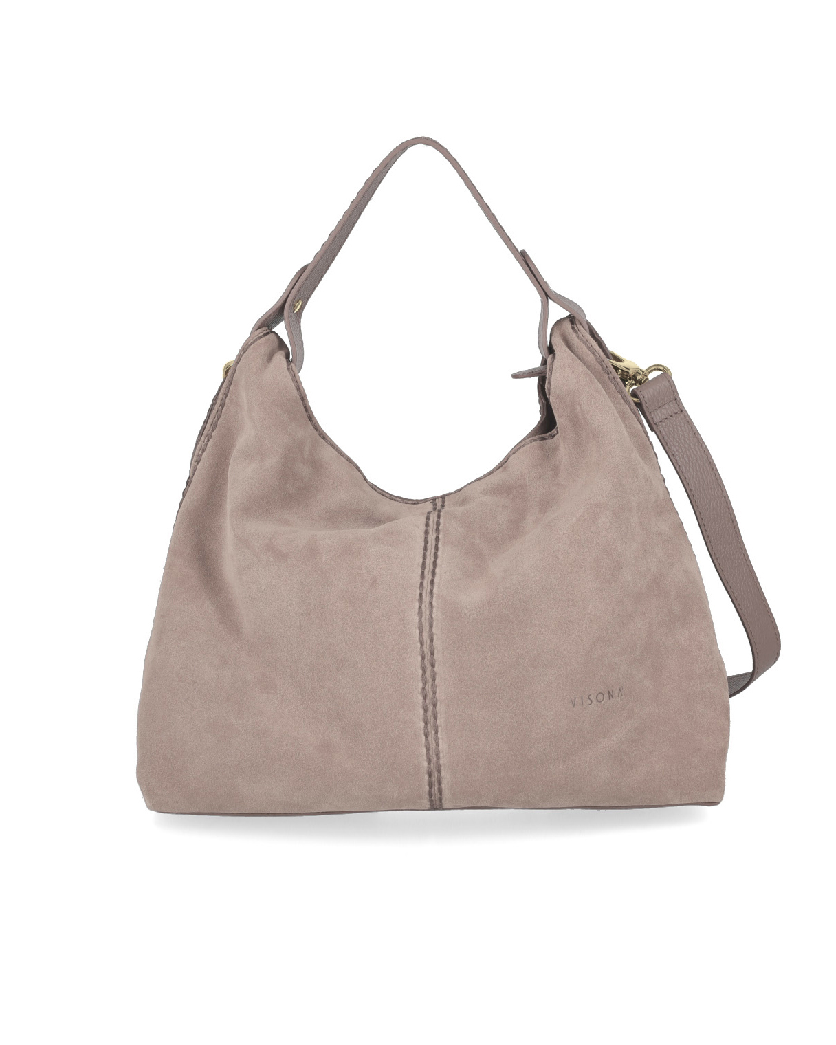 Borsa A Spalla Donna In Pelle Scamosciata - Hobo Retrò, Tracolla Regolabile, Autunno/Inverno - Foto 2