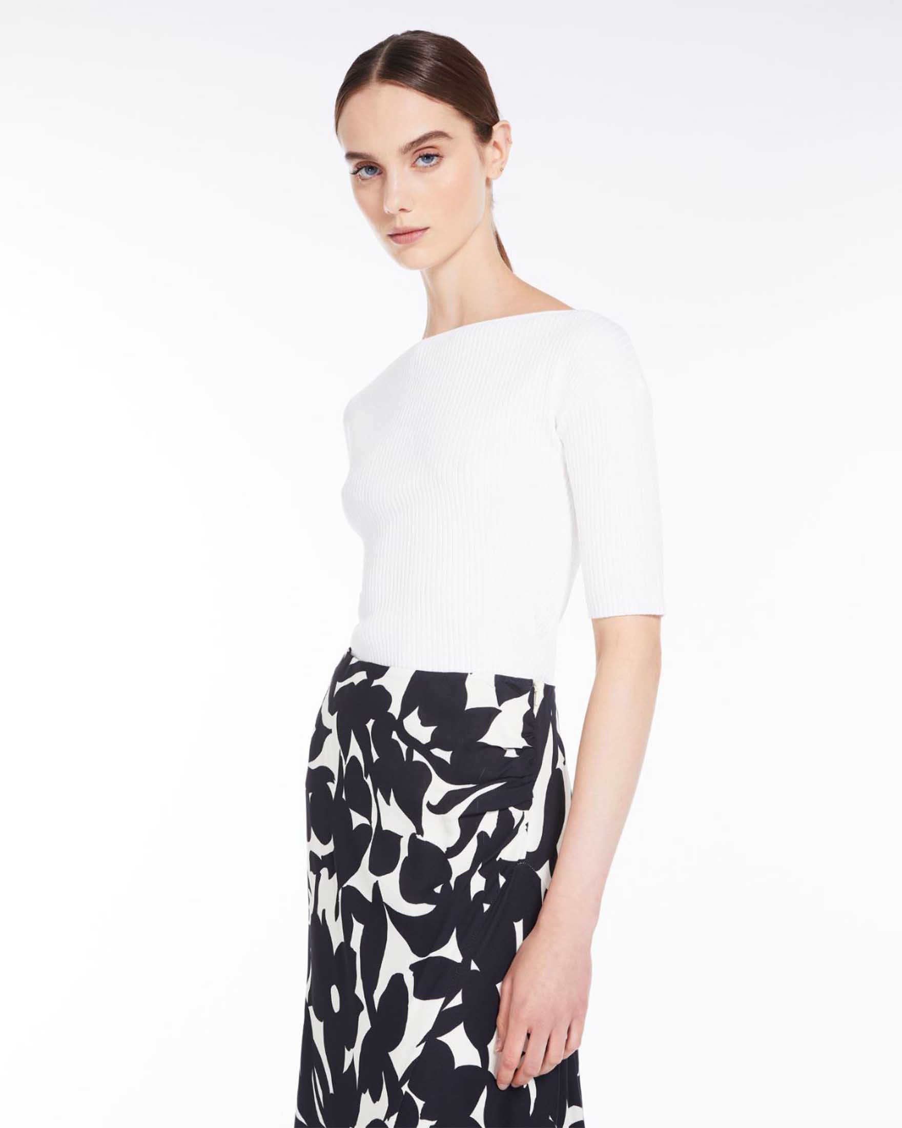 Aware Maglietta Donna In Modal TENCEL™ A Costine, Scollo Quadrato E Maniche Al Gomito, Taglie Forti Disponibili, Nero, Climate Pledge Friendly