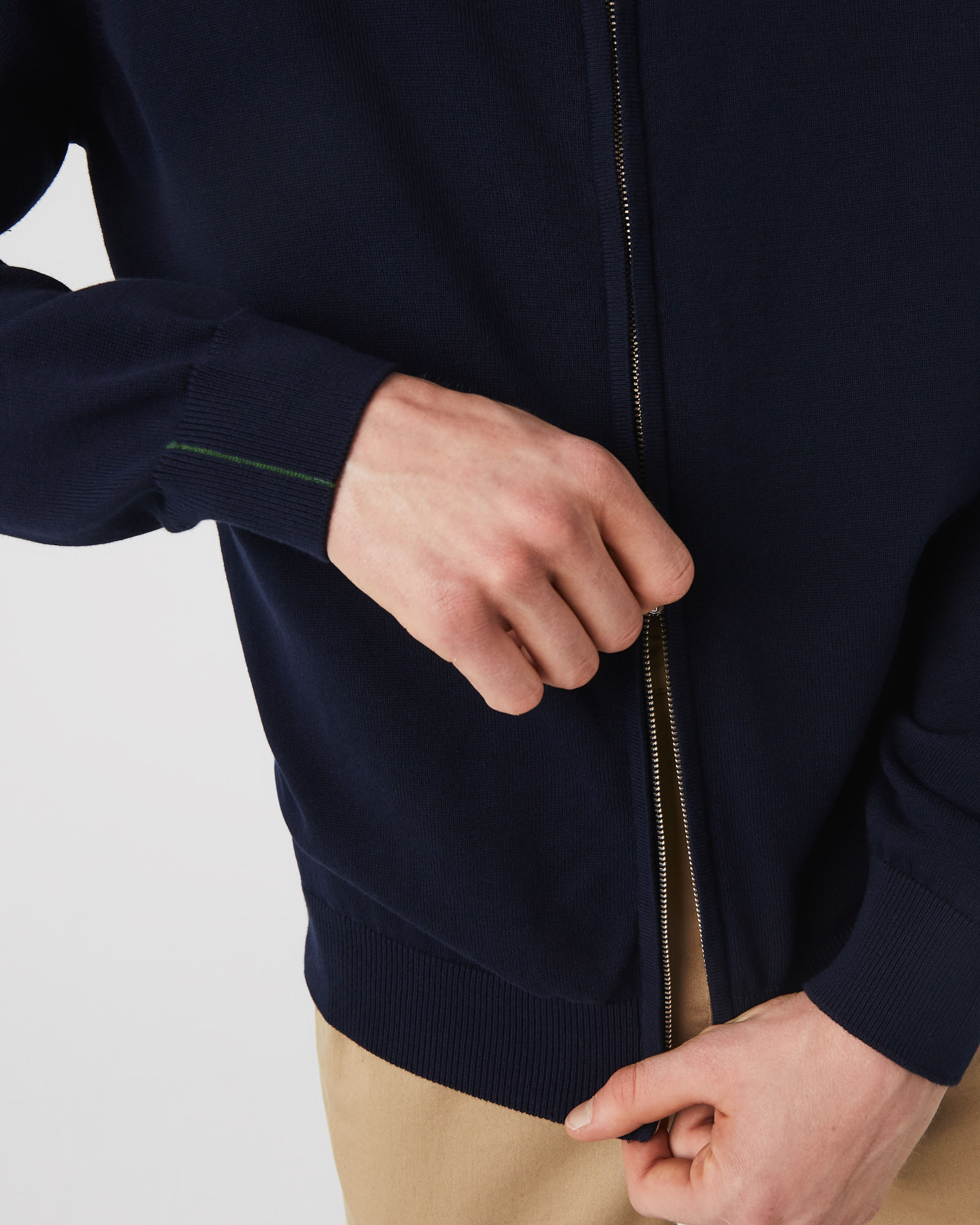 Maglia Lacoste blu in cotone con chiusura zip