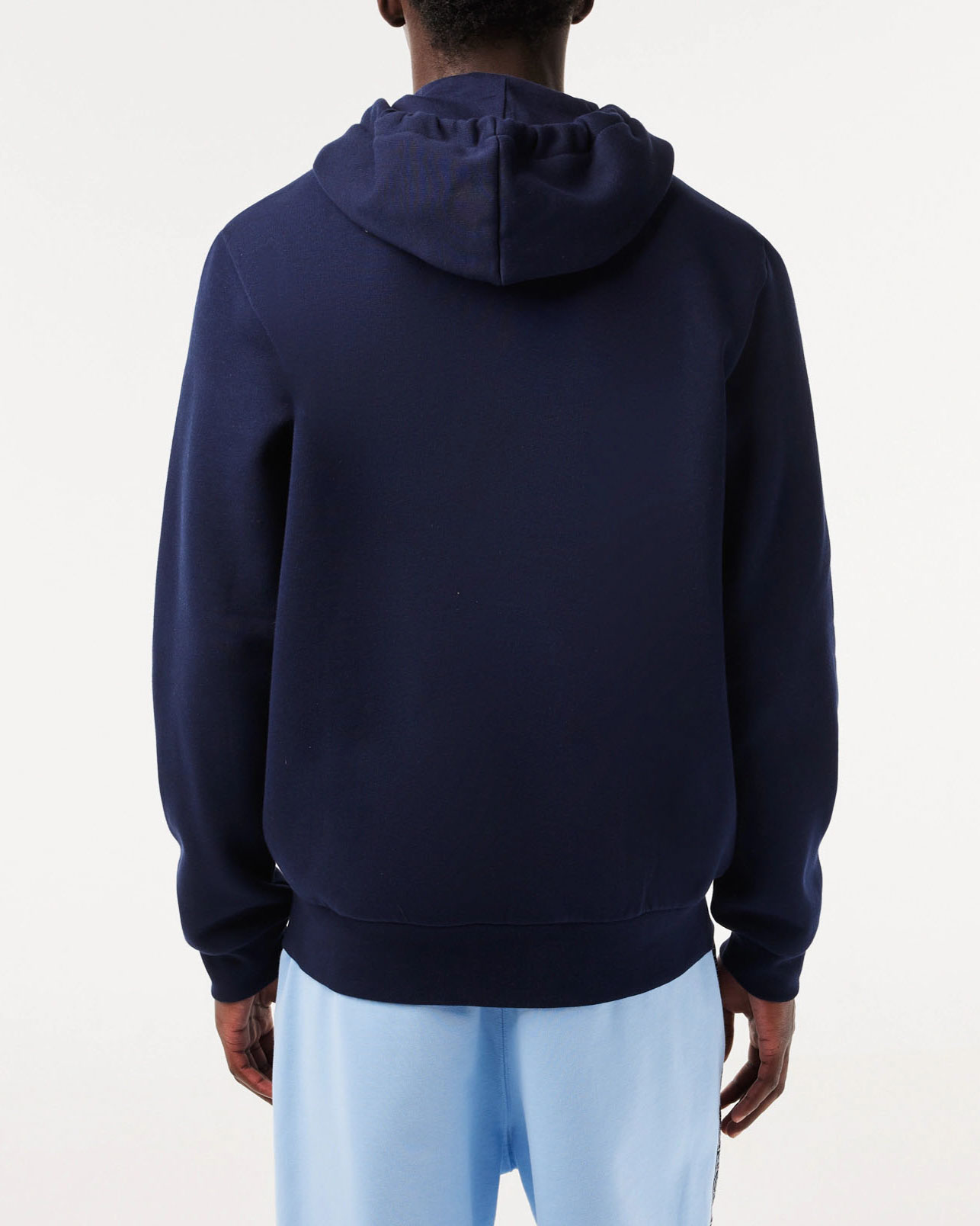 Felpa Lacoste blu con cappuccio e chiusura zip con logo ricamato sul petto image