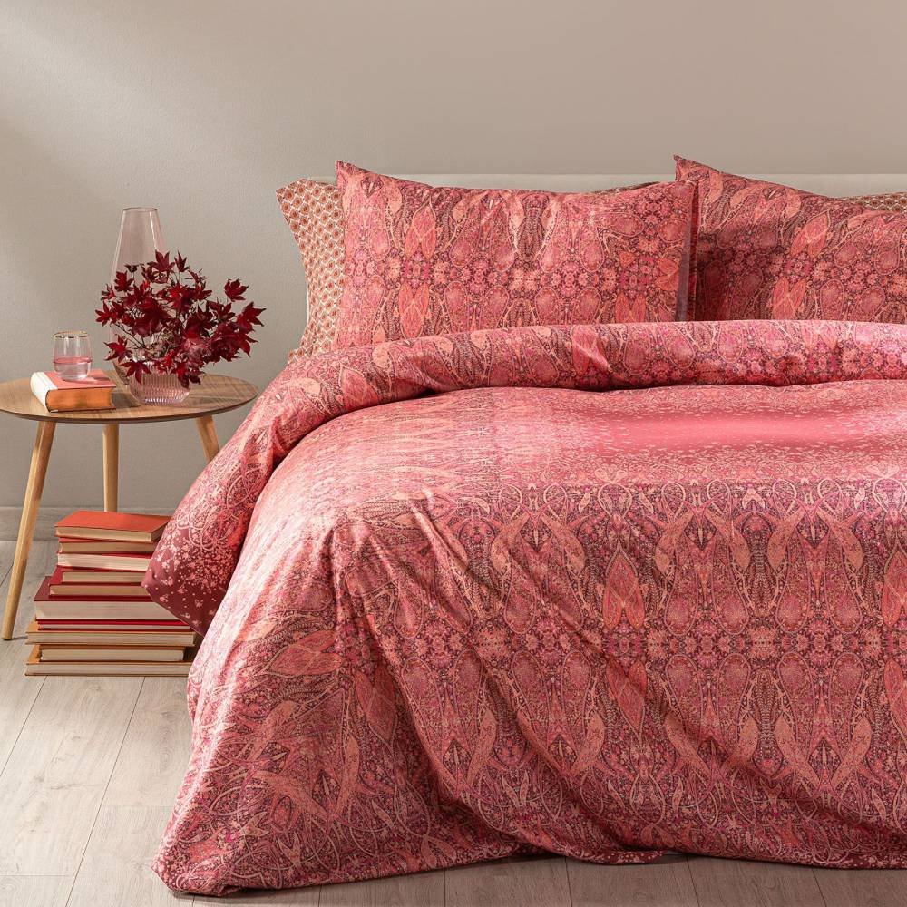 Completo Lenzuola per letto 100% puro Cotone una piazza e mezza MilleRighe  rosso