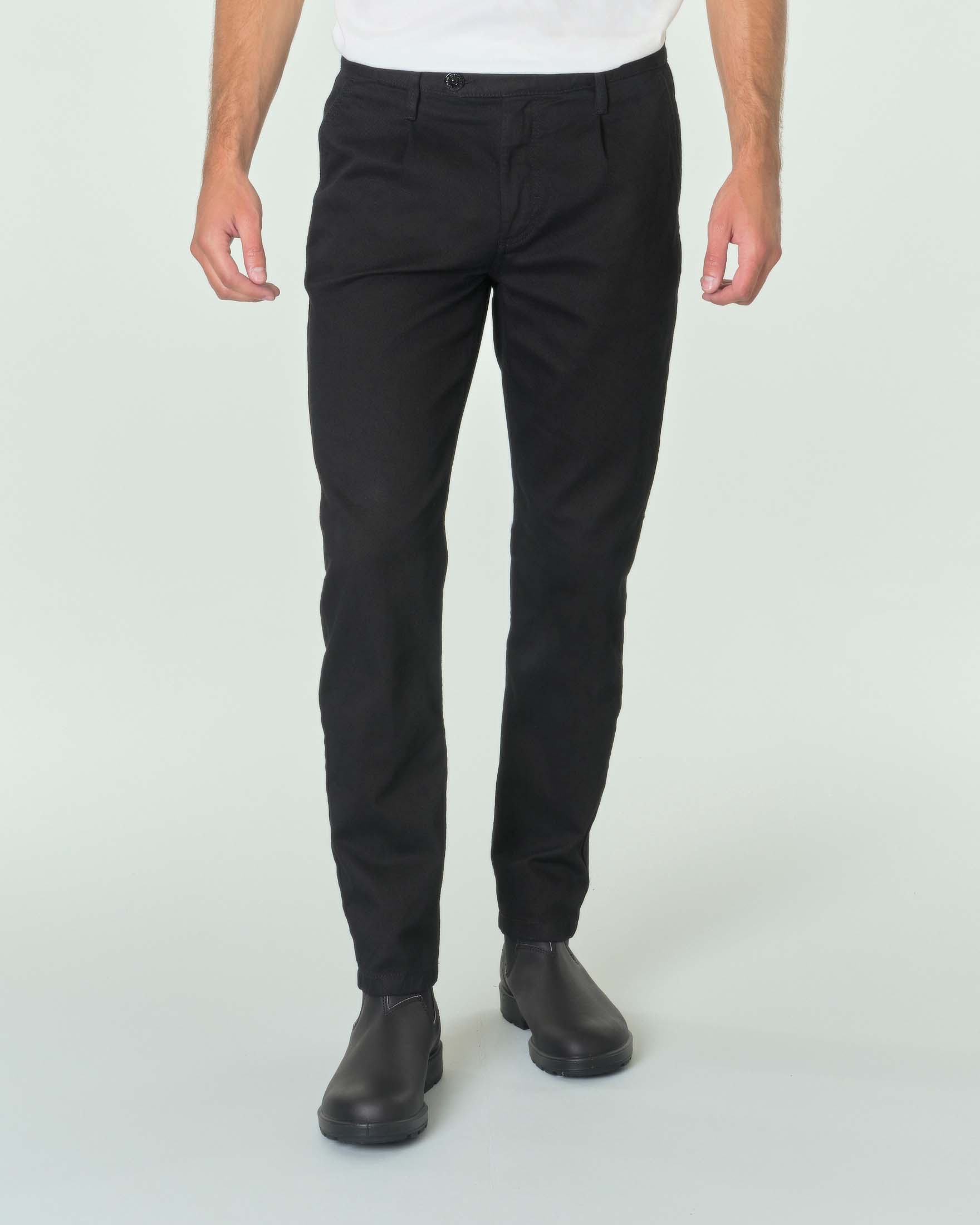 Pantalone chino nero in denim di cotone stretch