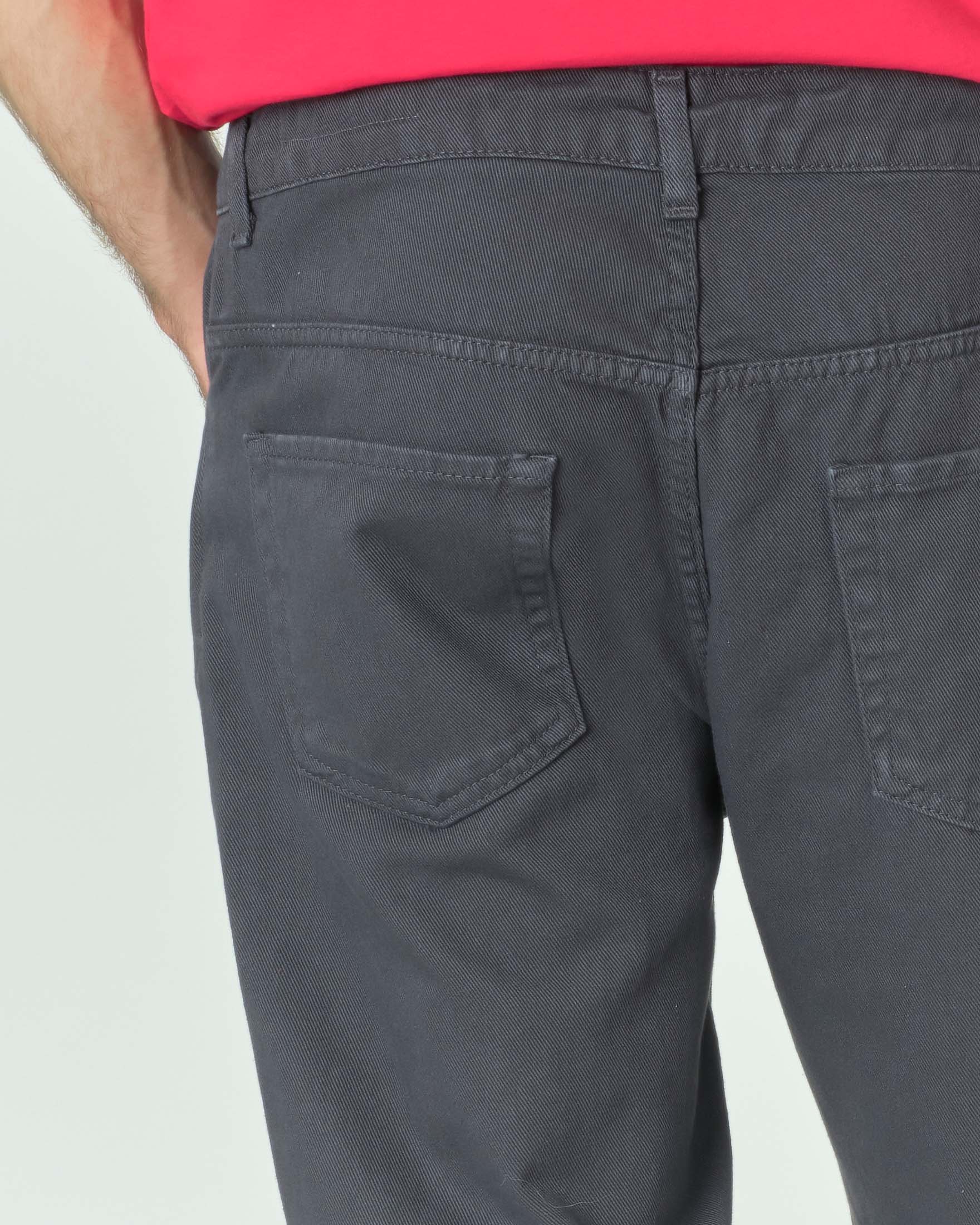 Pantalone cinque tasche cropped grigio antracite in bull di cotone image