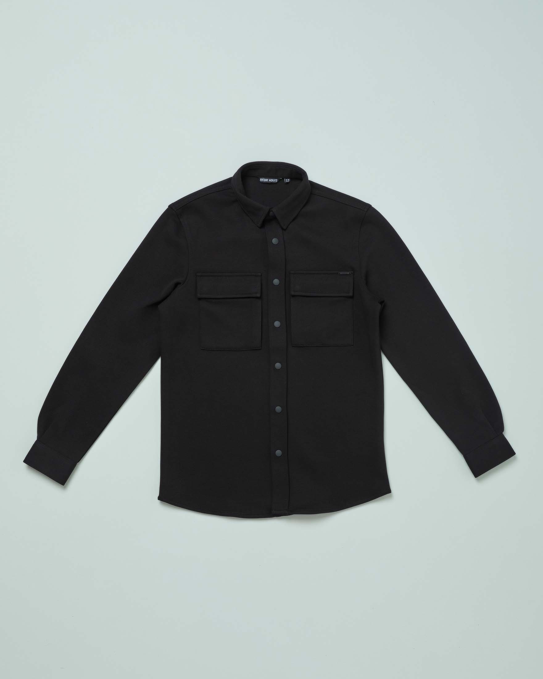 Giacca camicia nera in misto cotone 