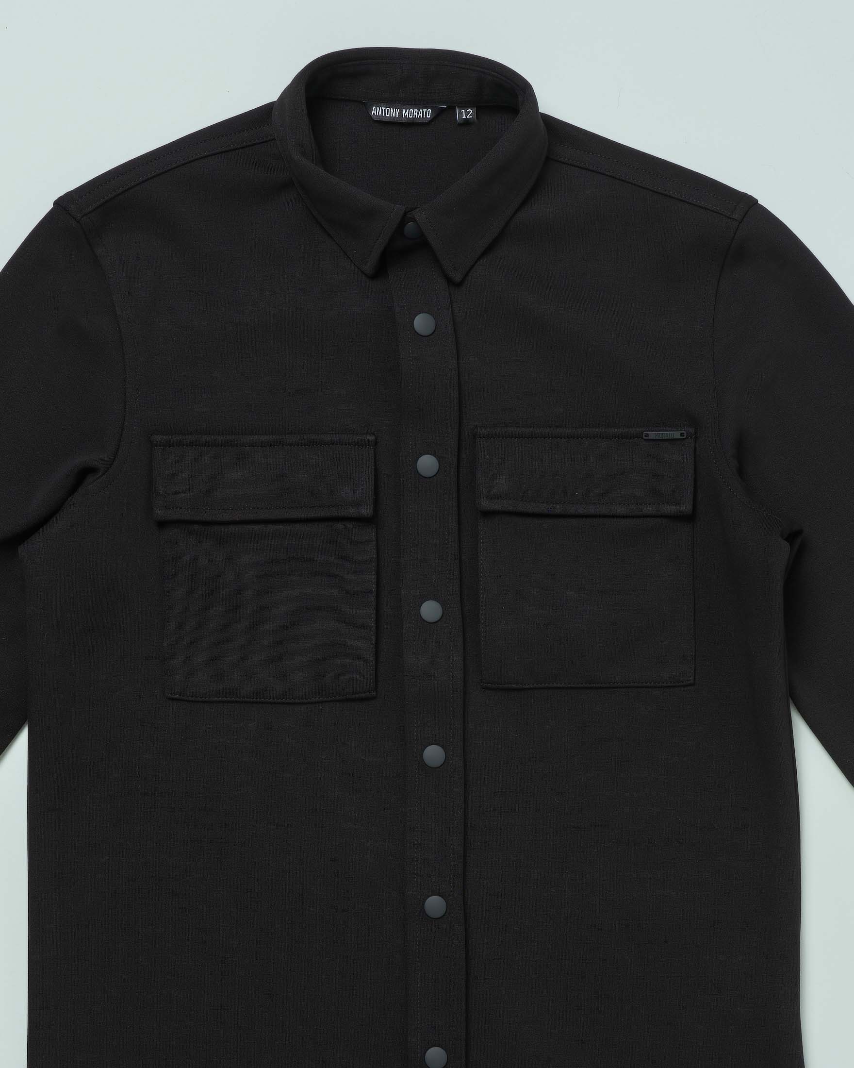 Giacca camicia nera in misto cotone
