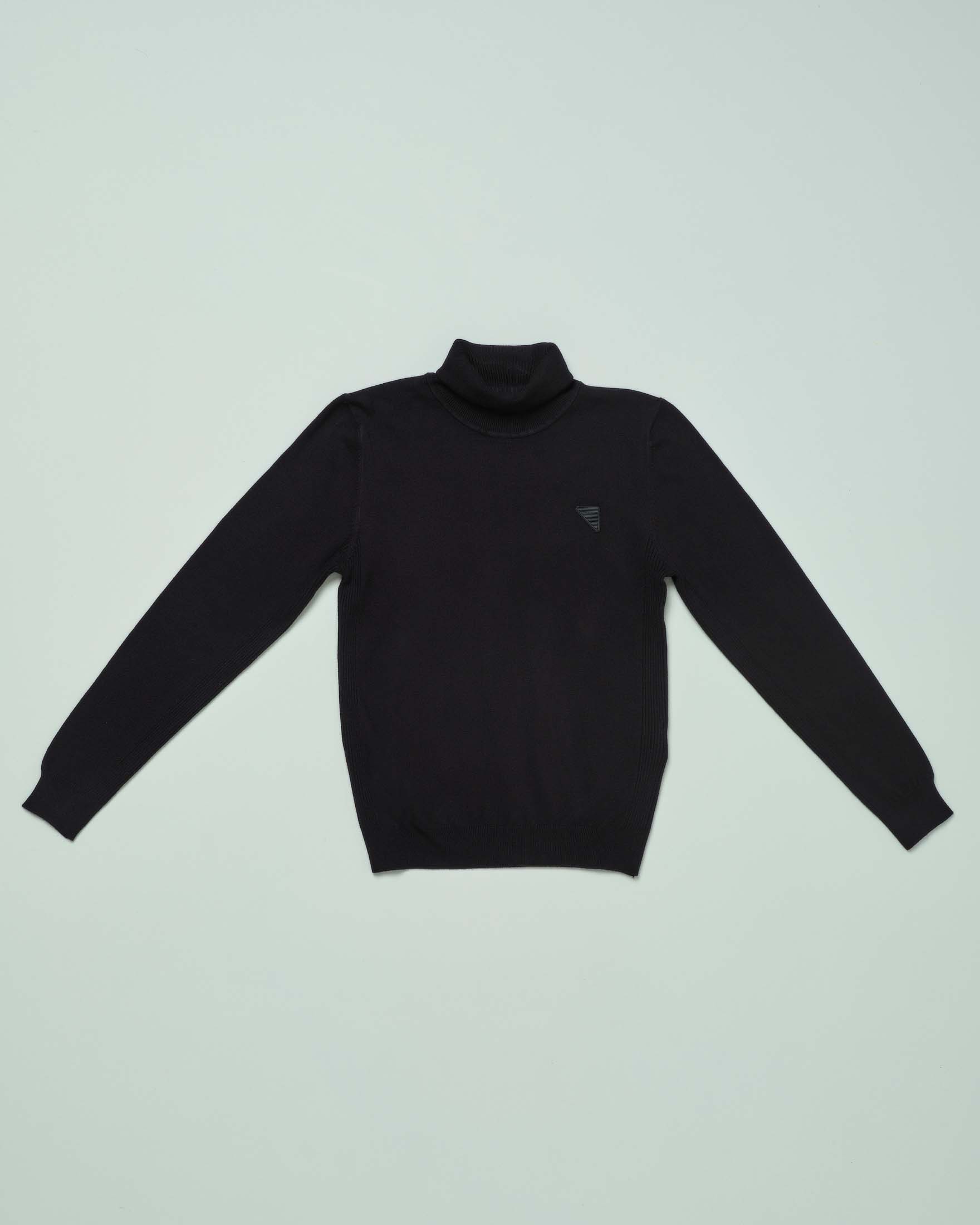 Dolcevita Antony Morato nero in viscosa stretch con patch gommato sul petto 