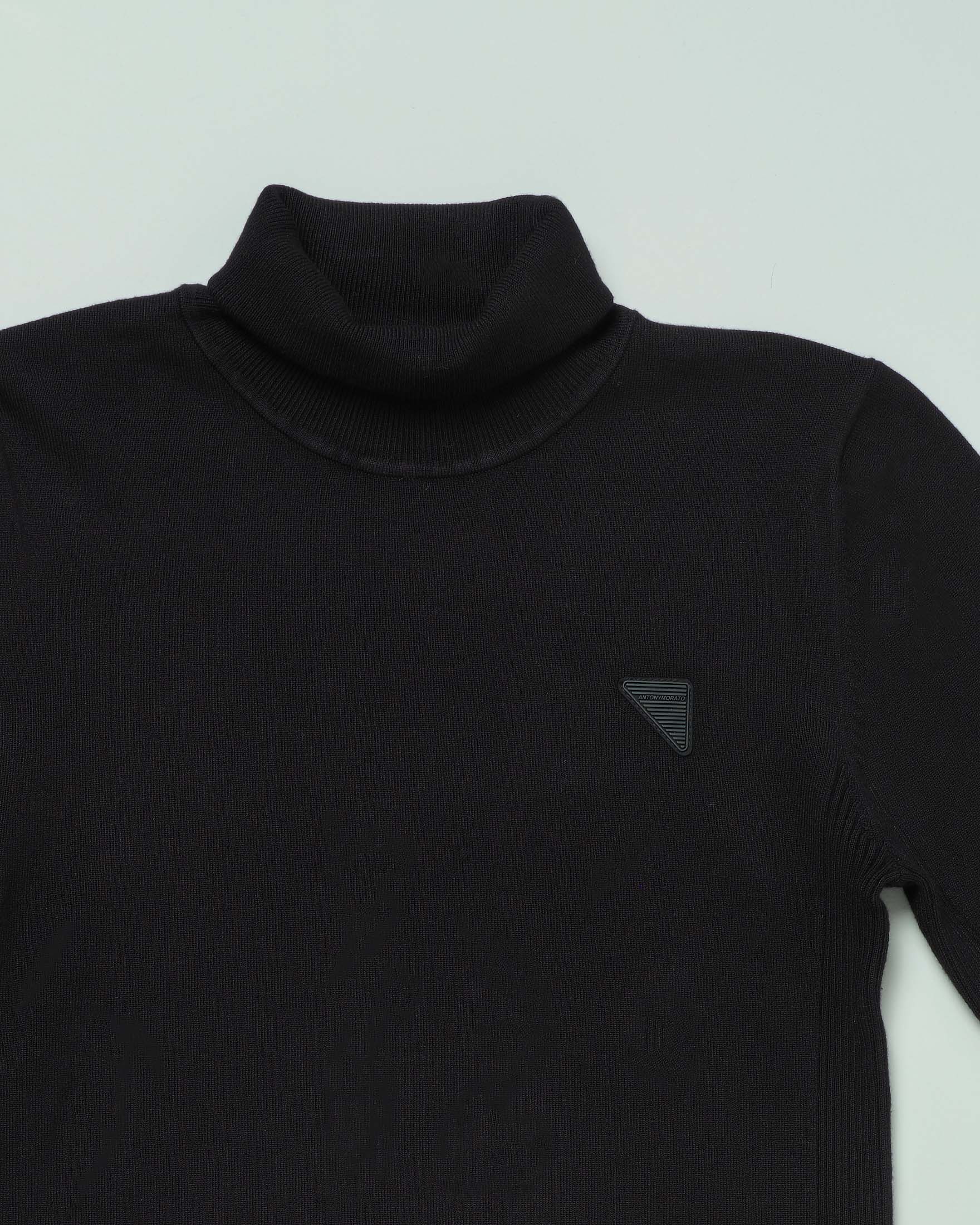 Dolcevita Antony Morato nero in viscosa stretch con patch gommato sul petto  image