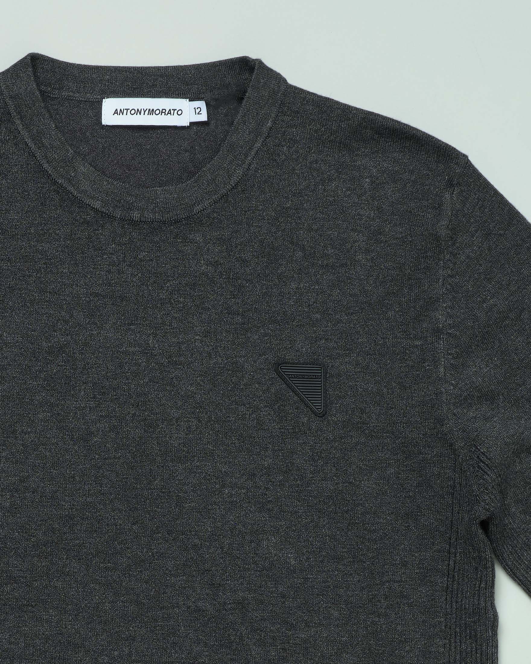 Maglia Antony Morato grigia girocollo in viscosa stretch con patch gommato sul petto 12-16 anni image