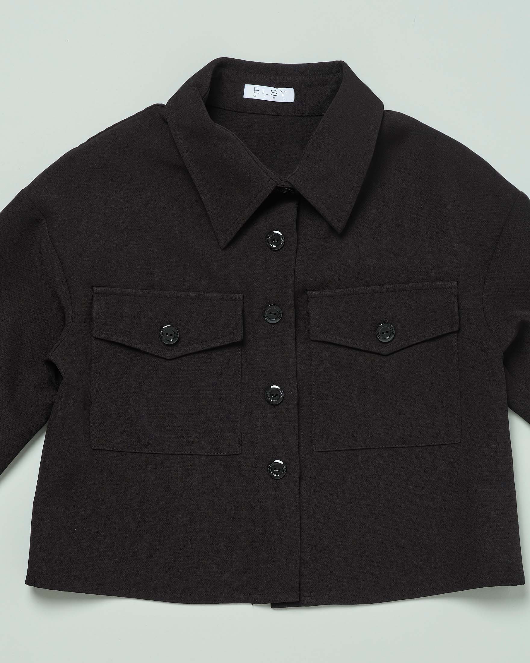 Giacca camicia cropped nera  image