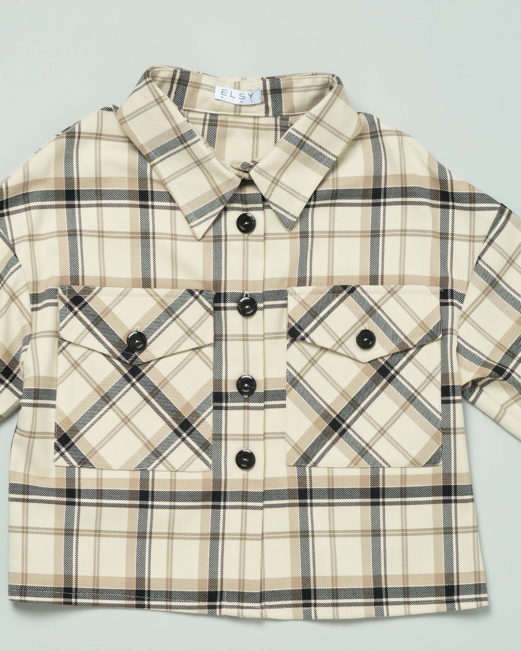 Giacca camicia cropped beige tartan check 36-38 image
