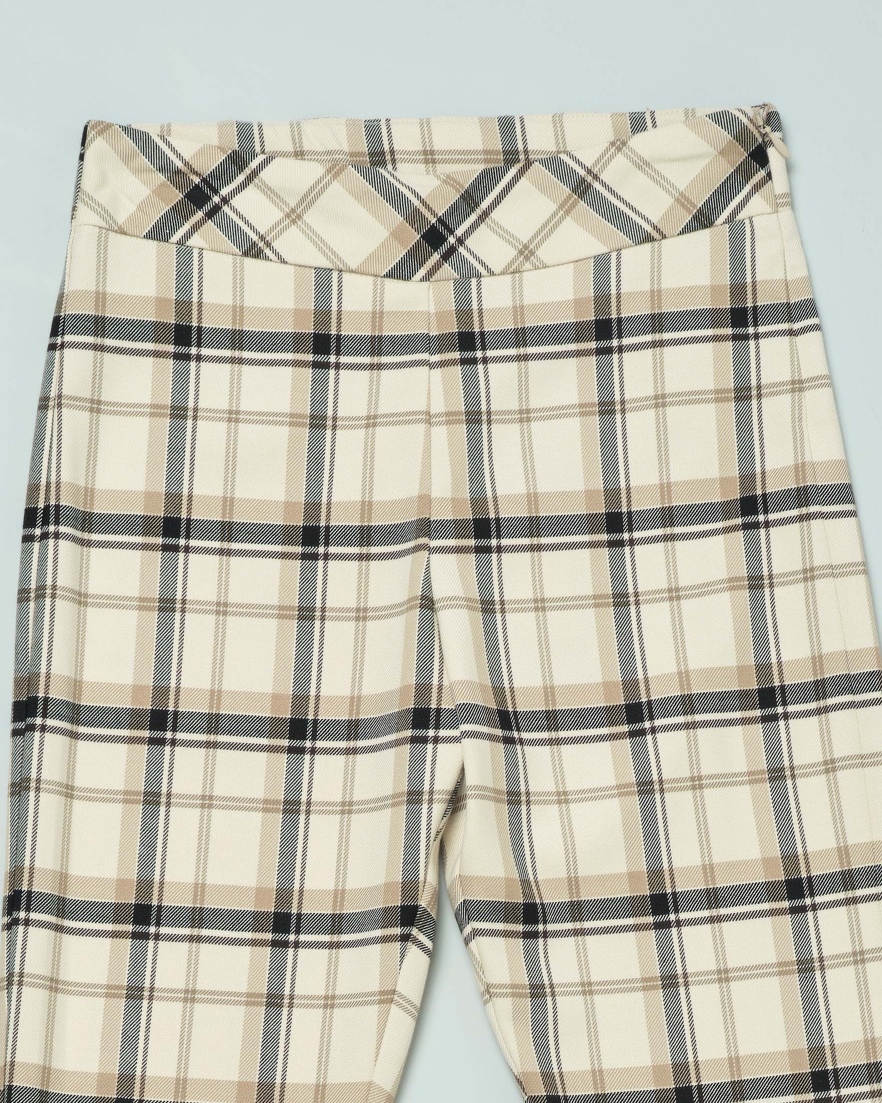 Pantalone beige tartan check a trombetta 36-38 image