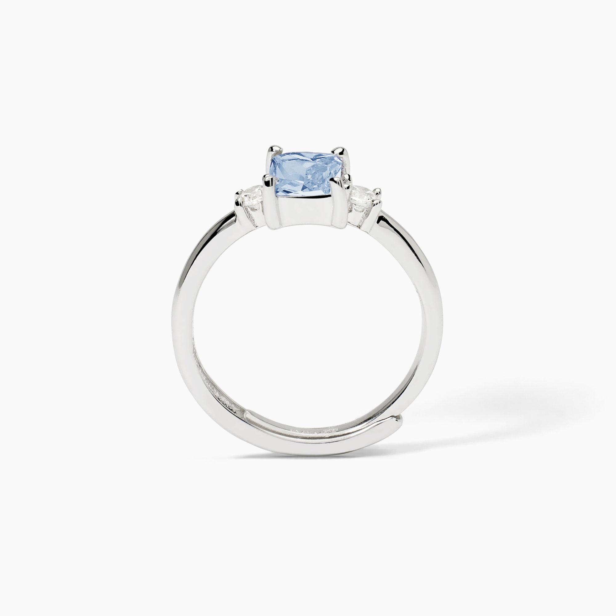 Anello in argento con acquamarina sintetica - View1