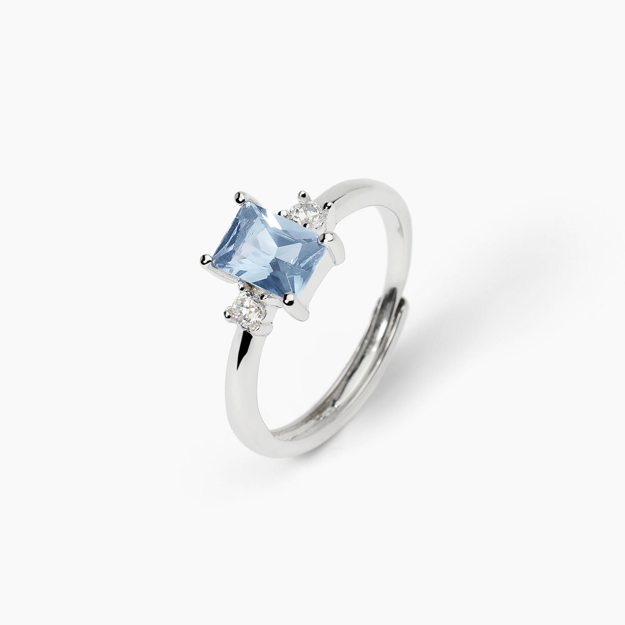 Anello in argento con acquamarina sintetica - View2