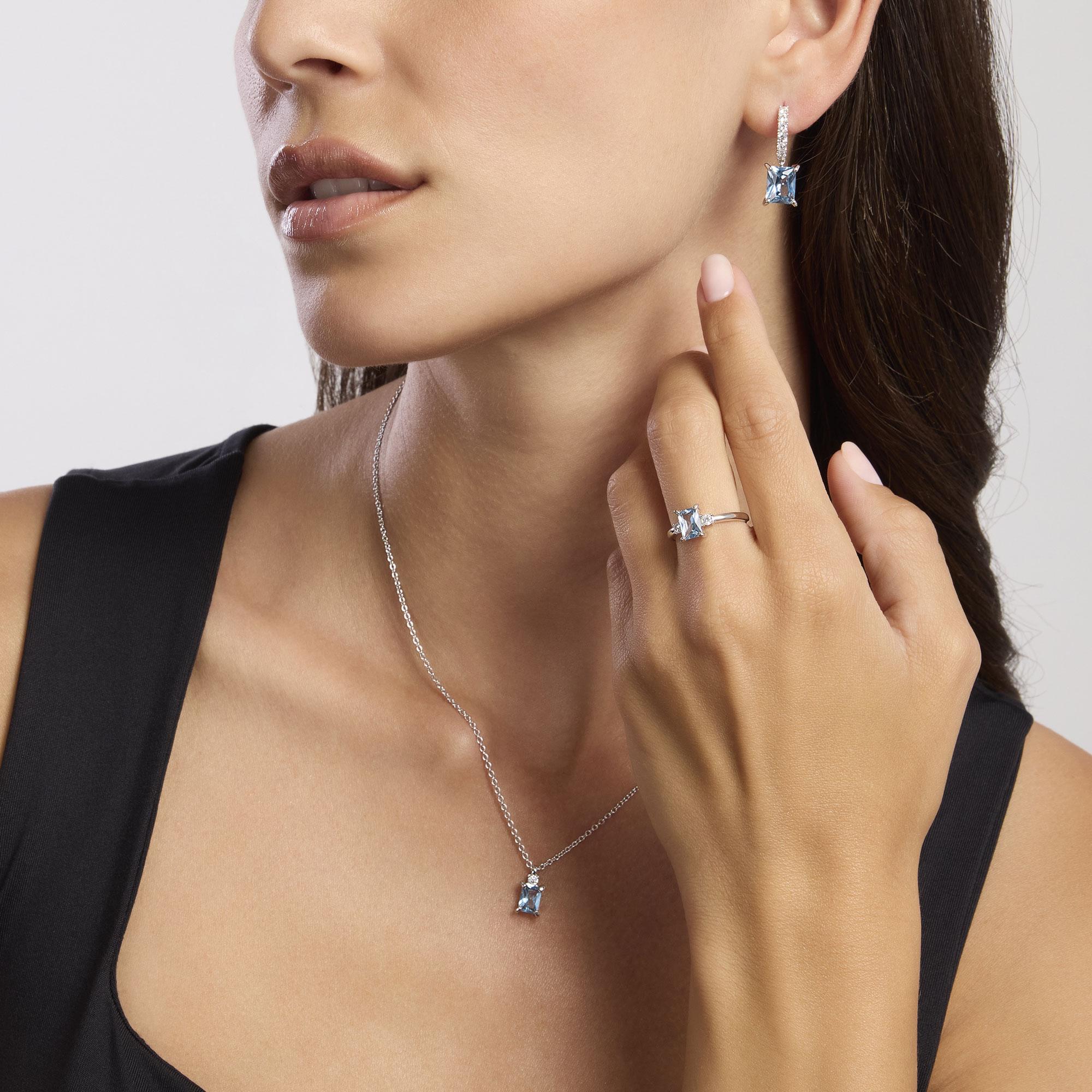 Anello in argento con acquamarina sintetica - View3