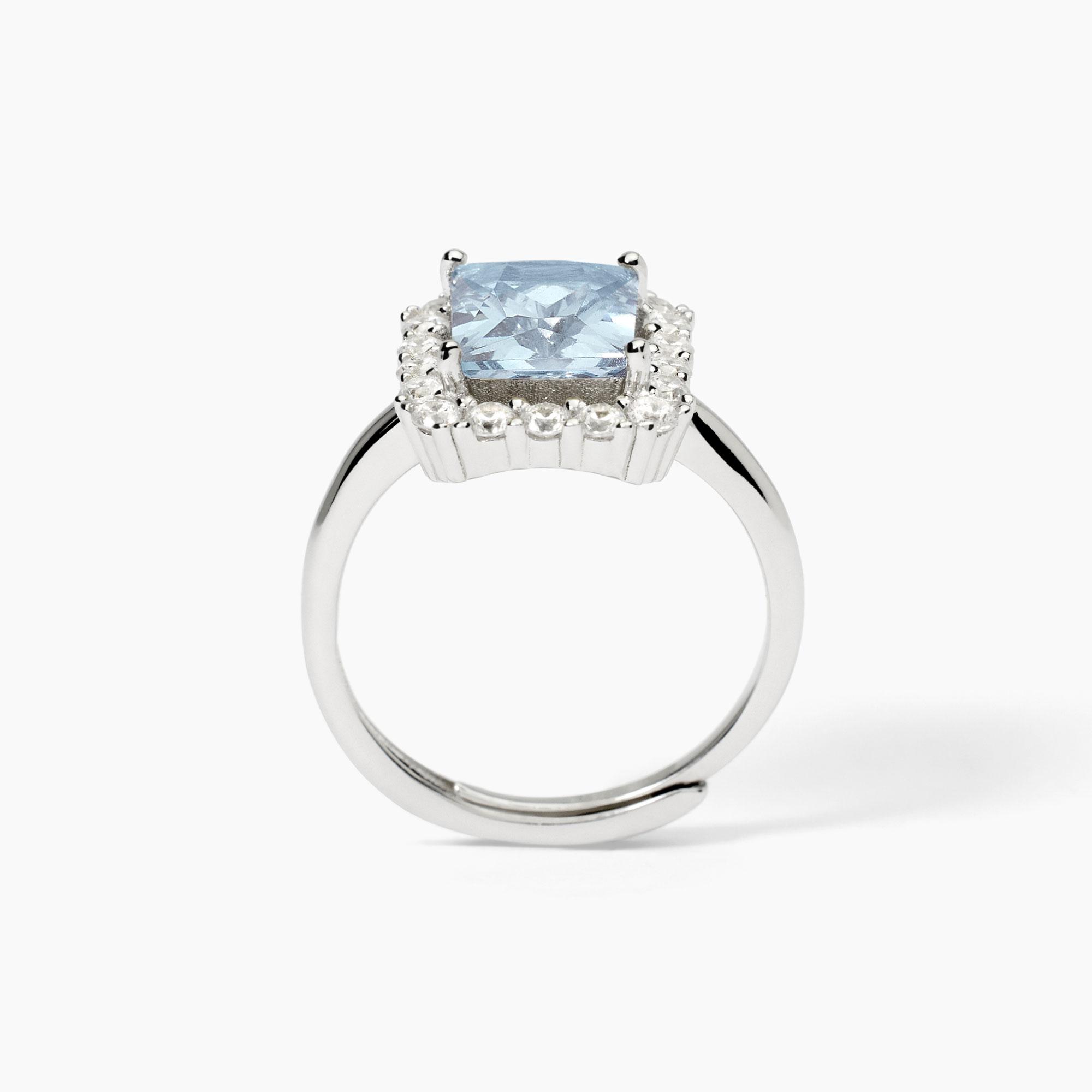 Anello in argento con acquamarina sintetica - View1