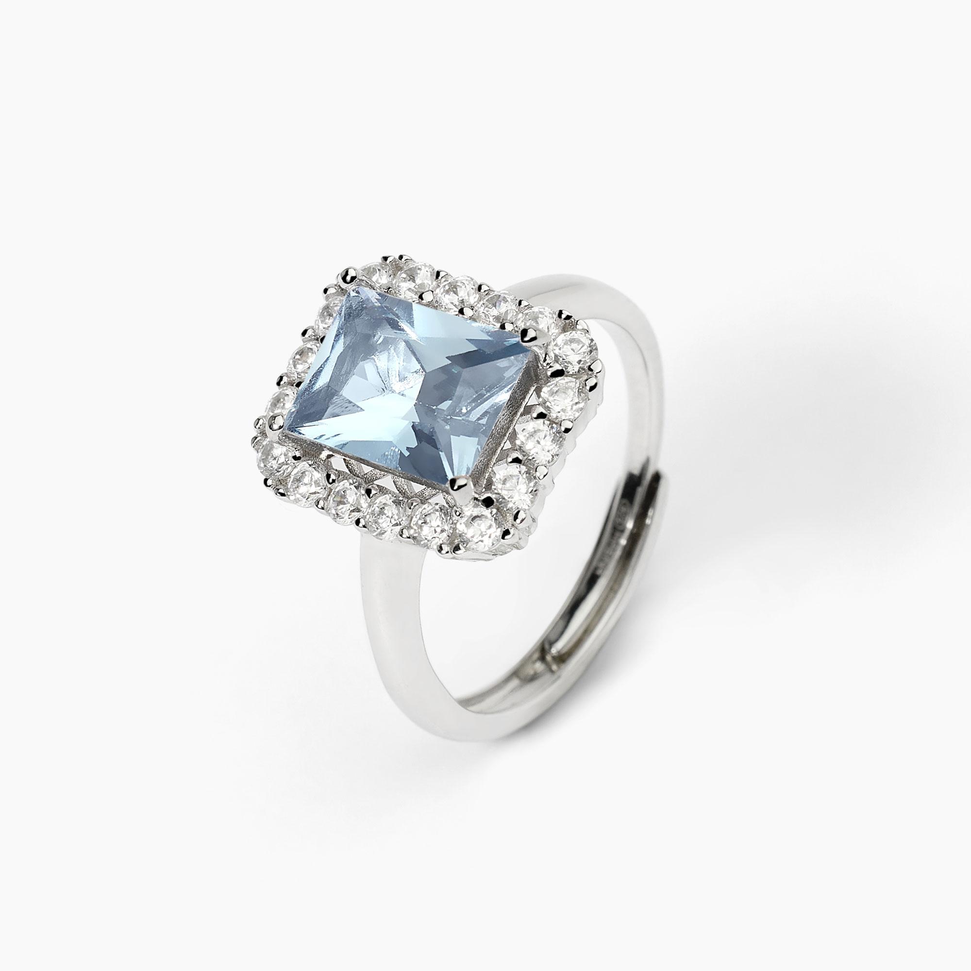 Anello in argento con acquamarina sintetica - View2