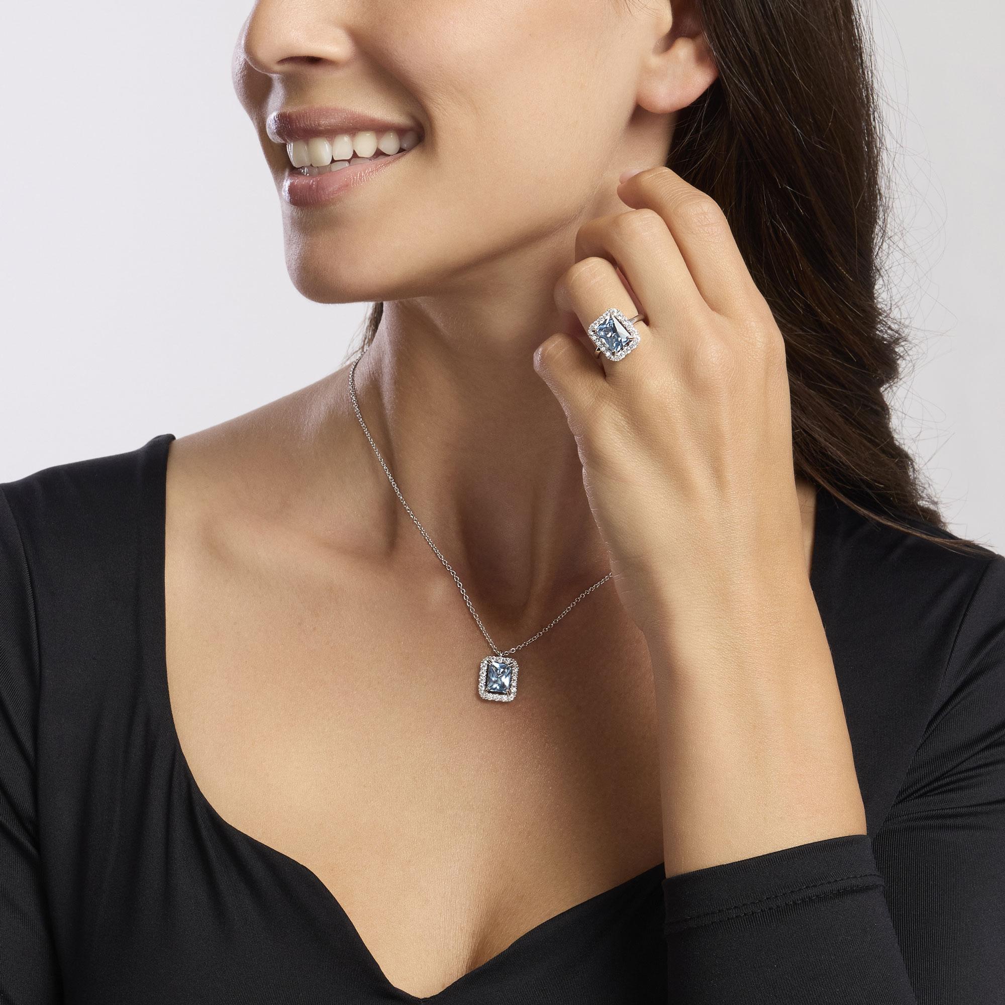 Anello in argento con acquamarina sintetica - View3