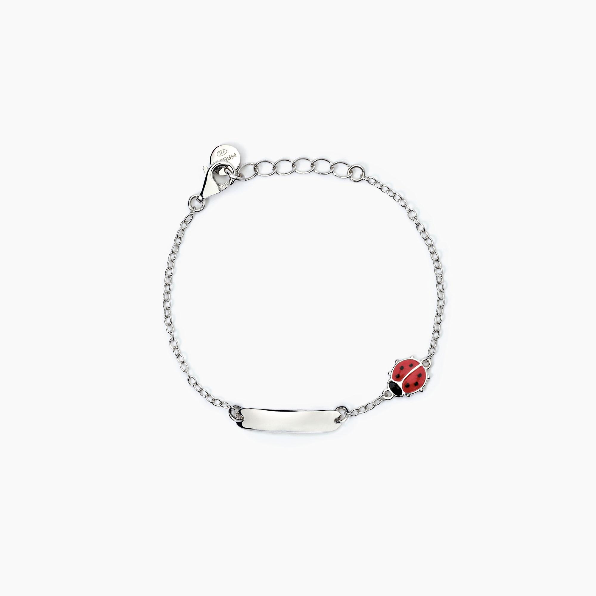 Bracciale personalizzabile in argento con coccinella - Main view