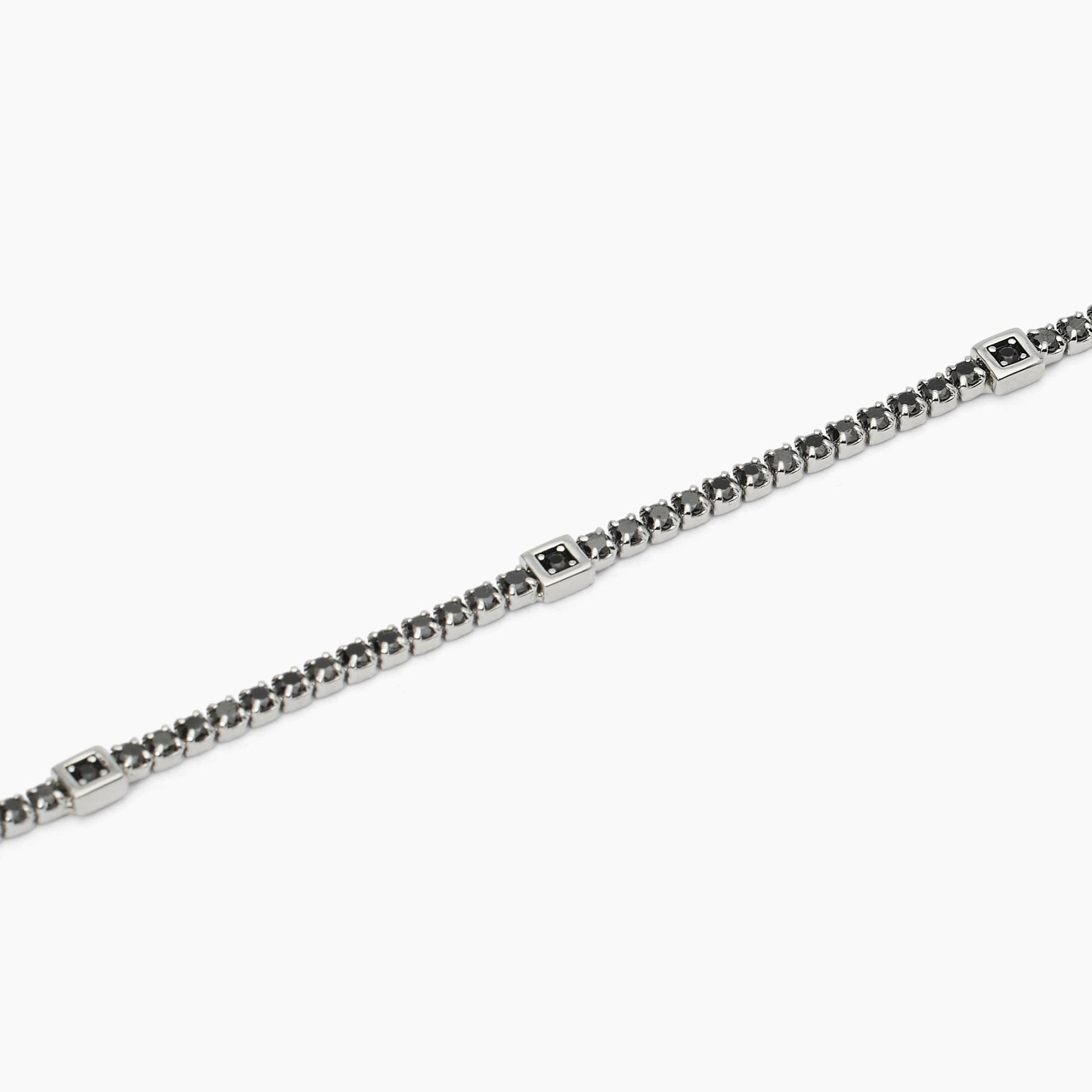Bracciale tennis in argento con inserti quadrati - View1