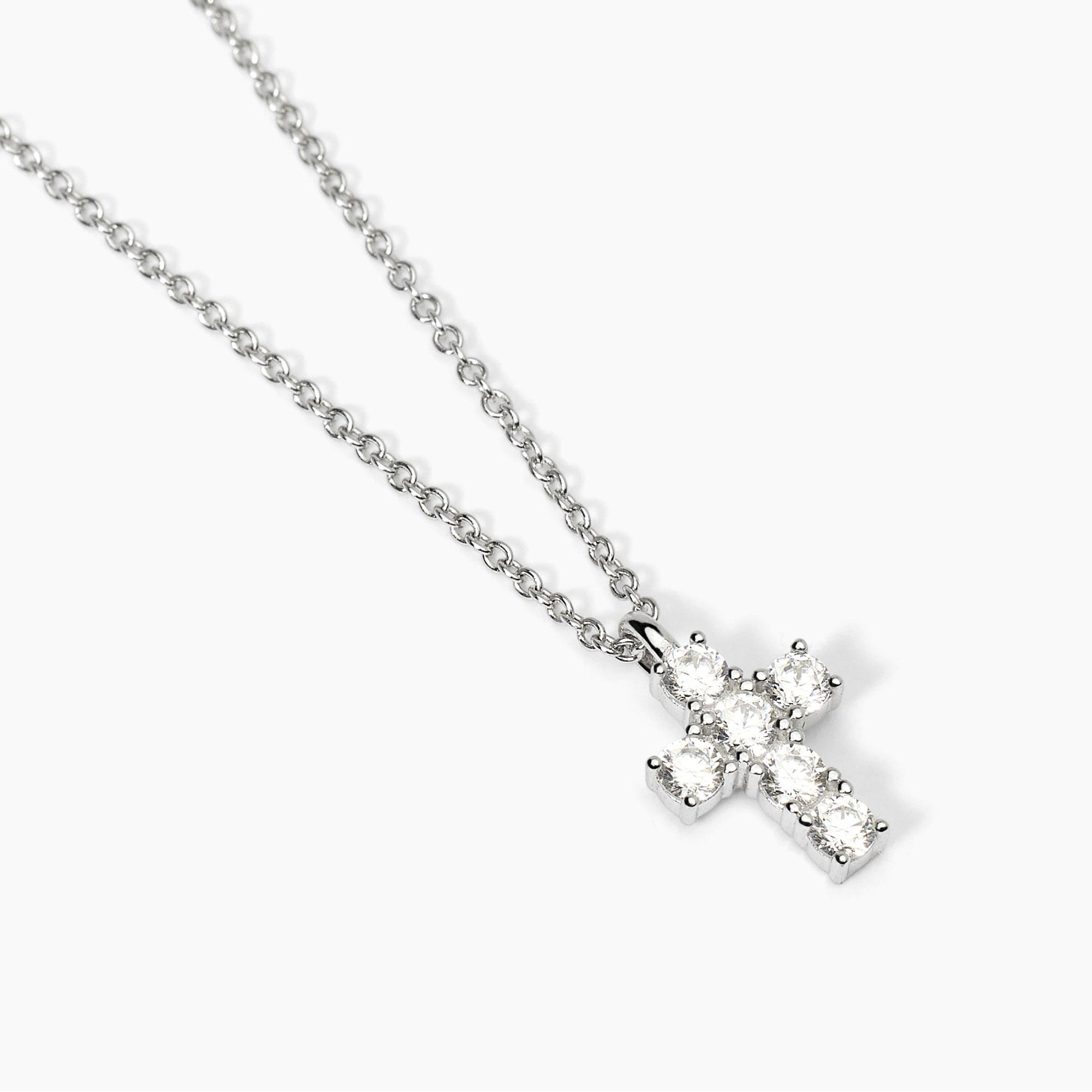 Girocollo in argento con ciondolo croce e zirconi - View1