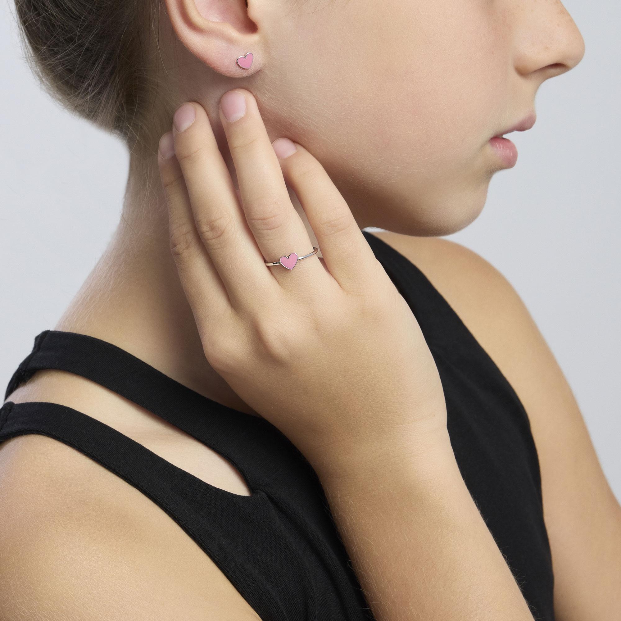 Orecchini in argento con cuoricino - View1