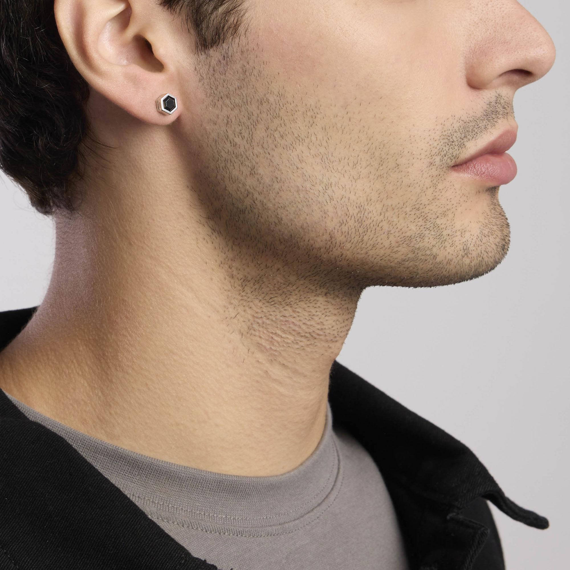 Orecchino in argento con forma esagonale - View2