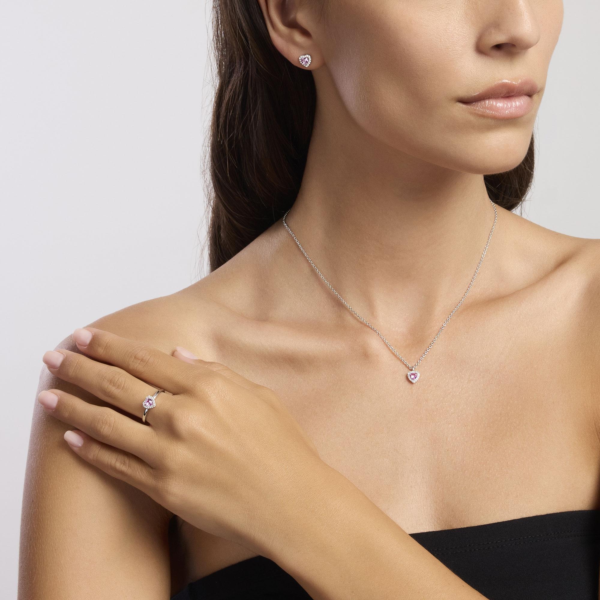 Orecchini in argento con tormaline sintetiche taglio cuore - View2