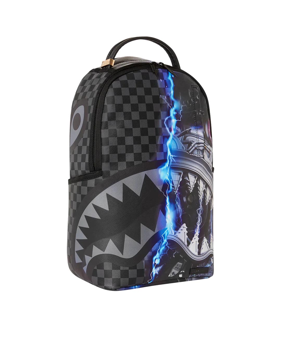 Sprayground Zaino Grey Side Sharks In Paris Check Nero E Grigio