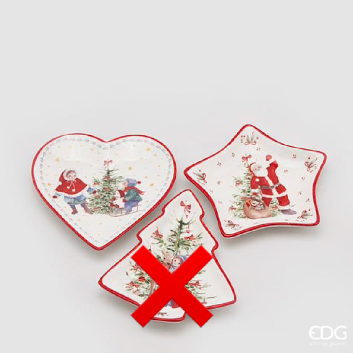 Piattino Stella o Pino o Cuori in Ceramica  3A h.11 d.11 Edg