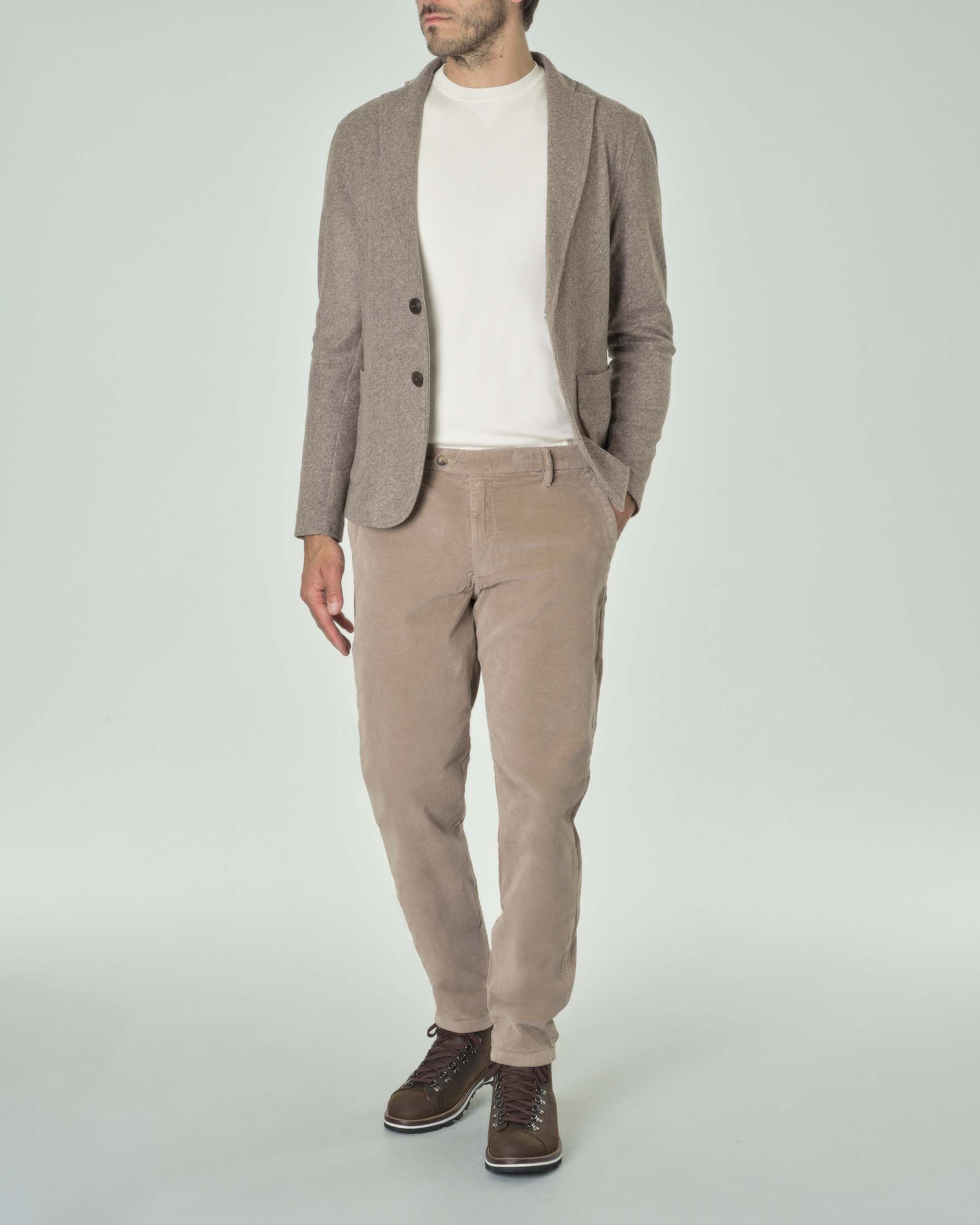 Giacca maglia beige in misto lana