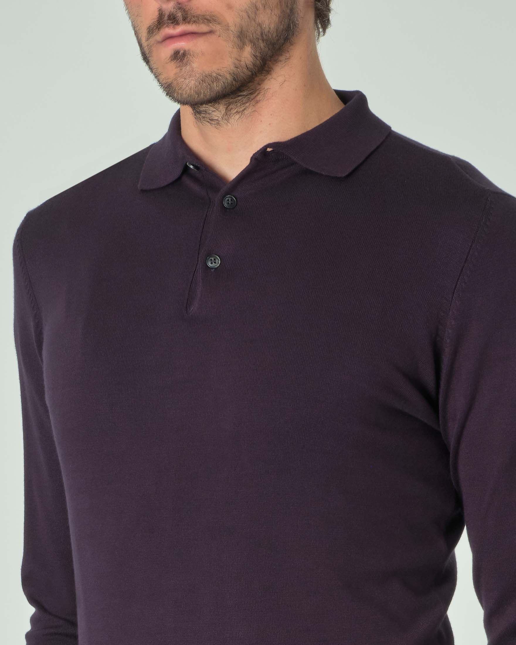 Polo manica lunga Paul Baker blu in maglia di viscosa image