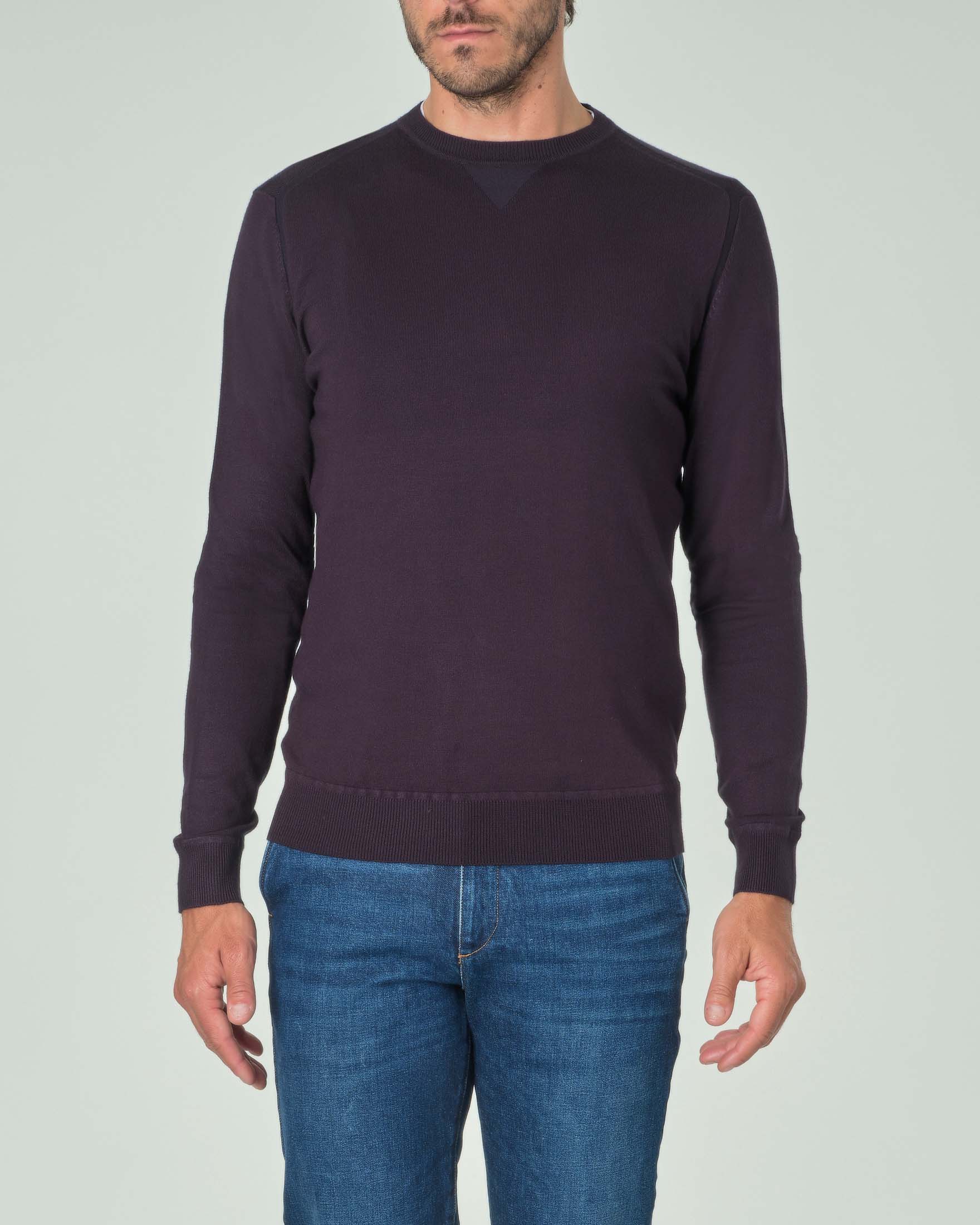 Sui Gomiti Pullover Uomo Con Toppe Maglia Blu Girocollo Con Manica