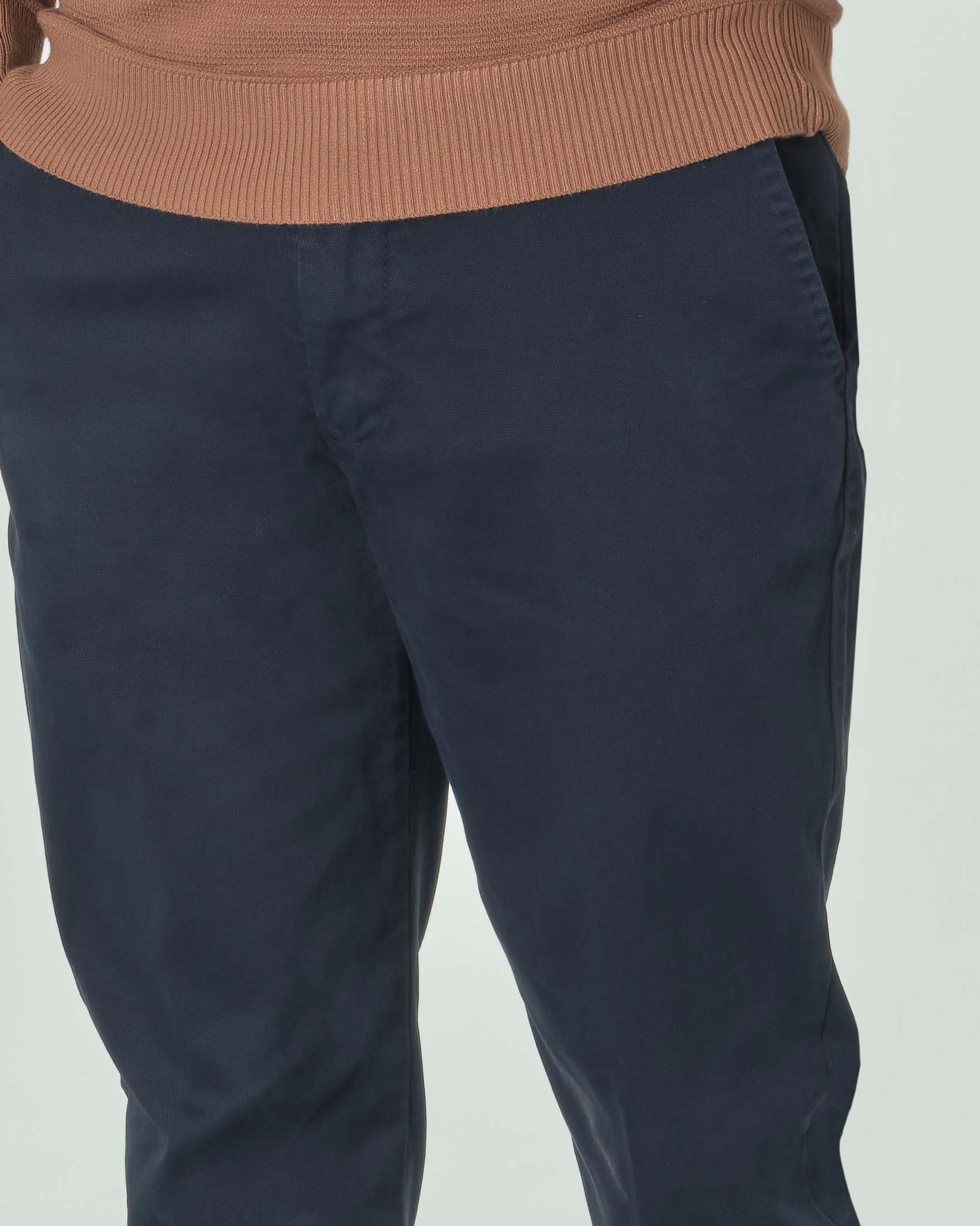 Pantalone chino blu punta spillo in cotone stretch
