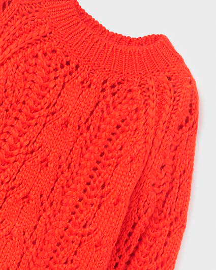 Maglia arancione in misto lana con lavorazione crochet  image