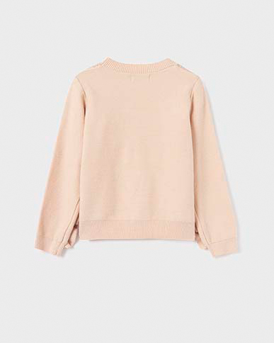 Maglia beige girocollo con inserti rouches 4-14 anni image