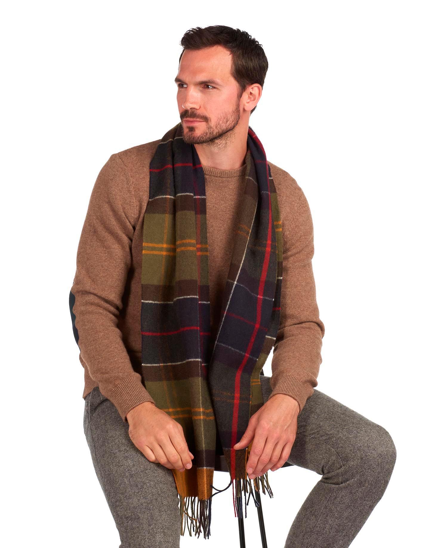Sciarpa Barbour check verde militare blu e giallo in pura lana image
