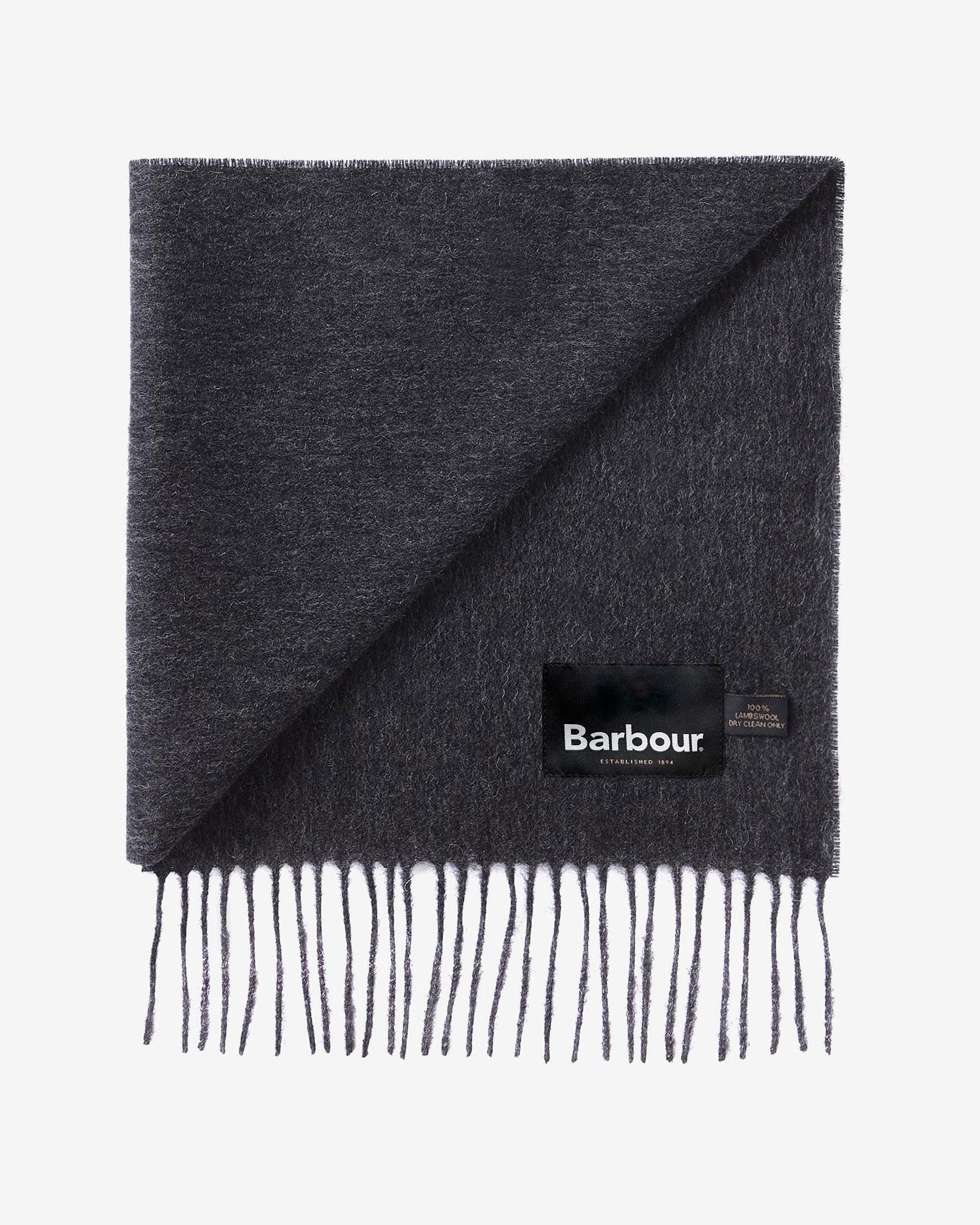 Sciarpa Barbour antracite in pura lana con frange image
