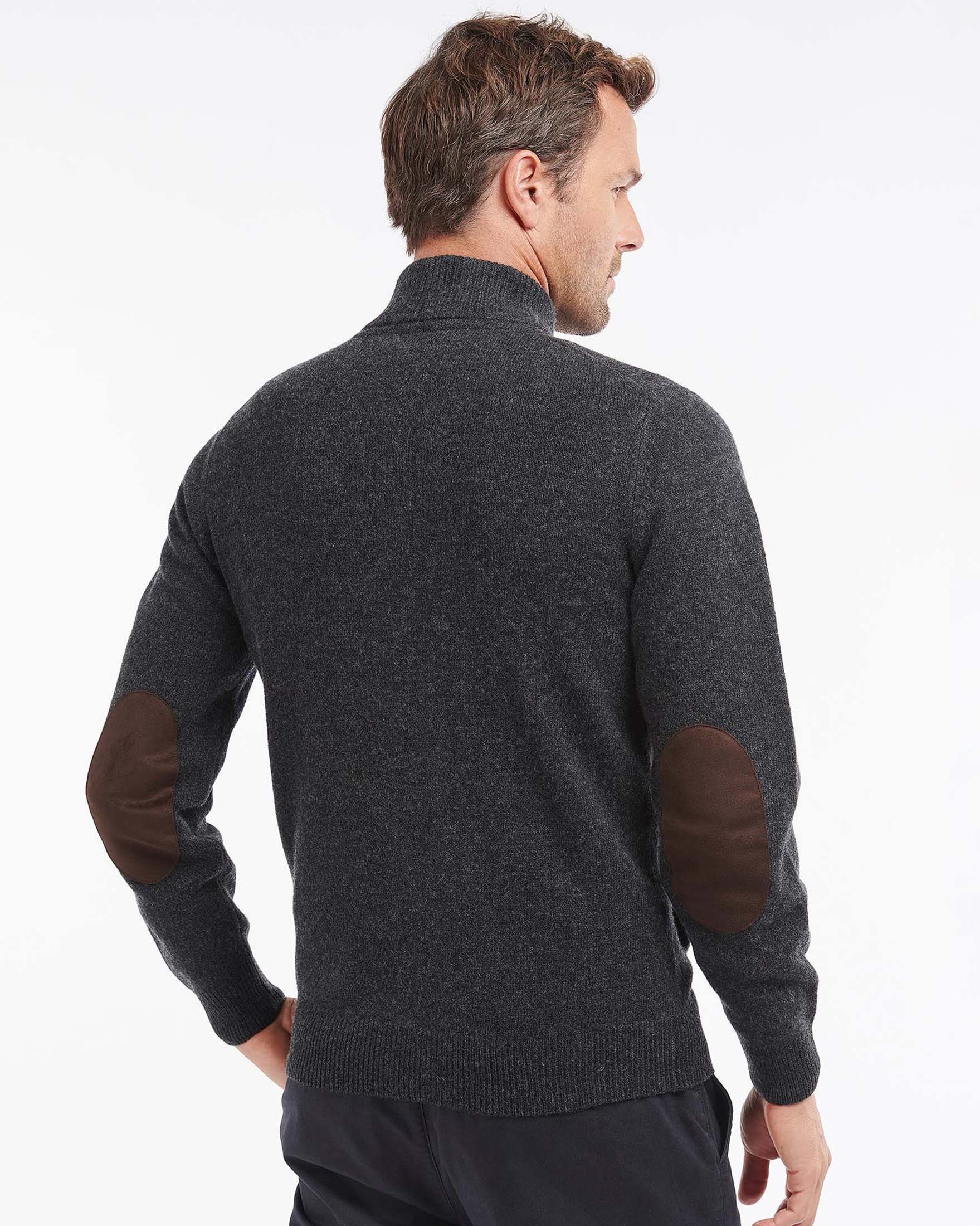 Maglione Barbour grigio antracite in pura lana con doppia chiusura zip e bottoni image