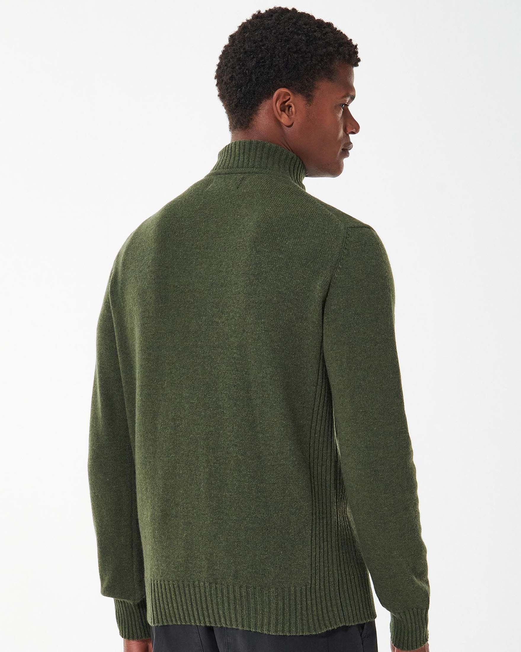 Maglia Barbour verde militare in lana con chiusura a mezza zip image