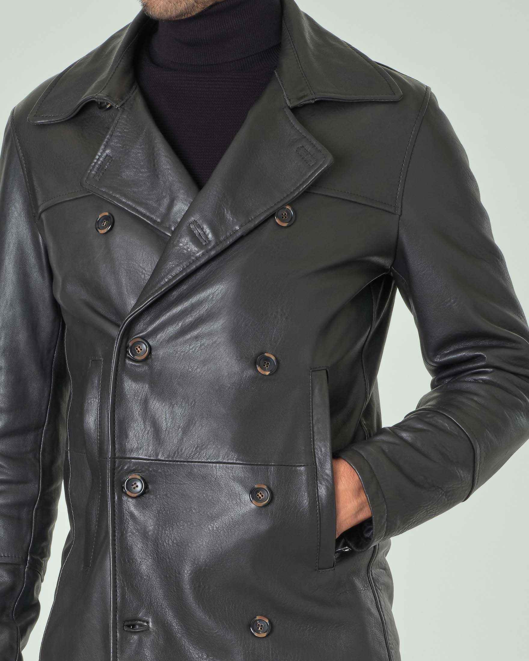 Cappotto lungo ecopelle cappotto ecopelle gotico nero