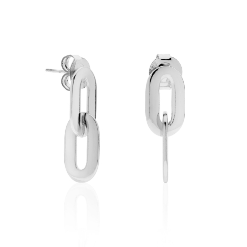 Orecchini con maglie ovali argentati - Main view