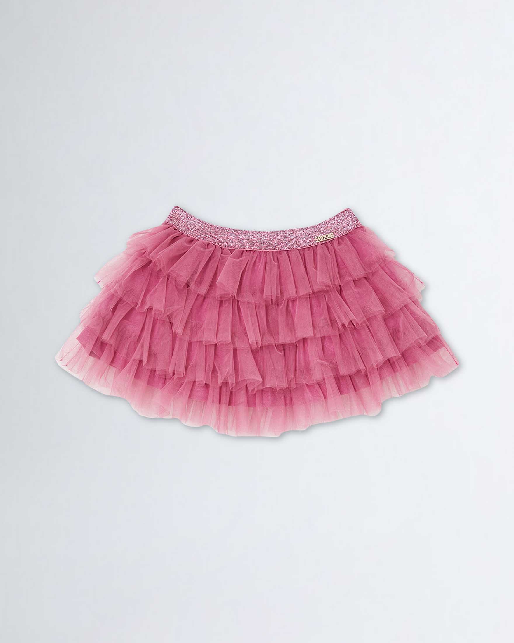 Gonna a balze in tulle color ciclamino con elastico in vita glitterato 3-7  anni