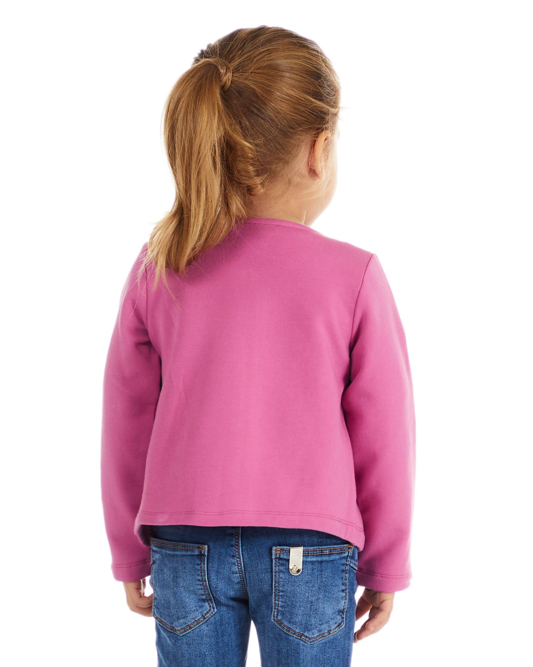 Felpa color ciclamino in cotone stretch con chiusura a cerniera e spilla in tulle sul petto  image