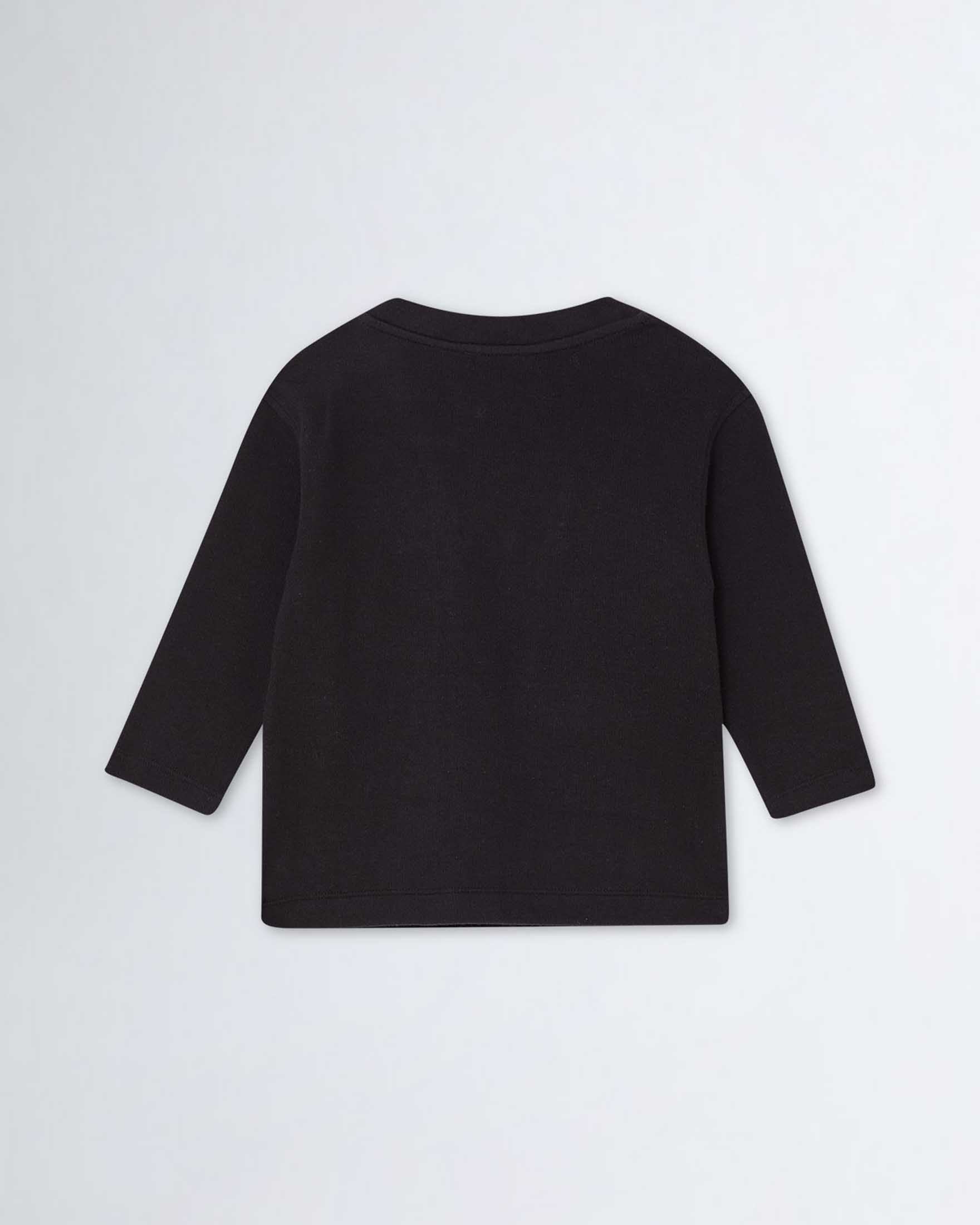 Cardigan nero in felpa di cotone stretch con tasche applicate  image