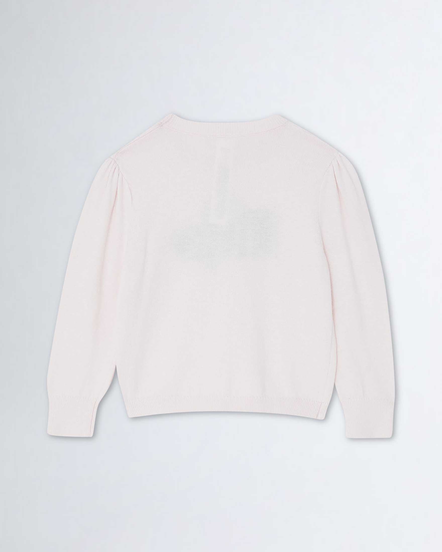 Maglia girocollo rosa in cotone lana e cashmere con logo frontale a contrasto jacquard  image