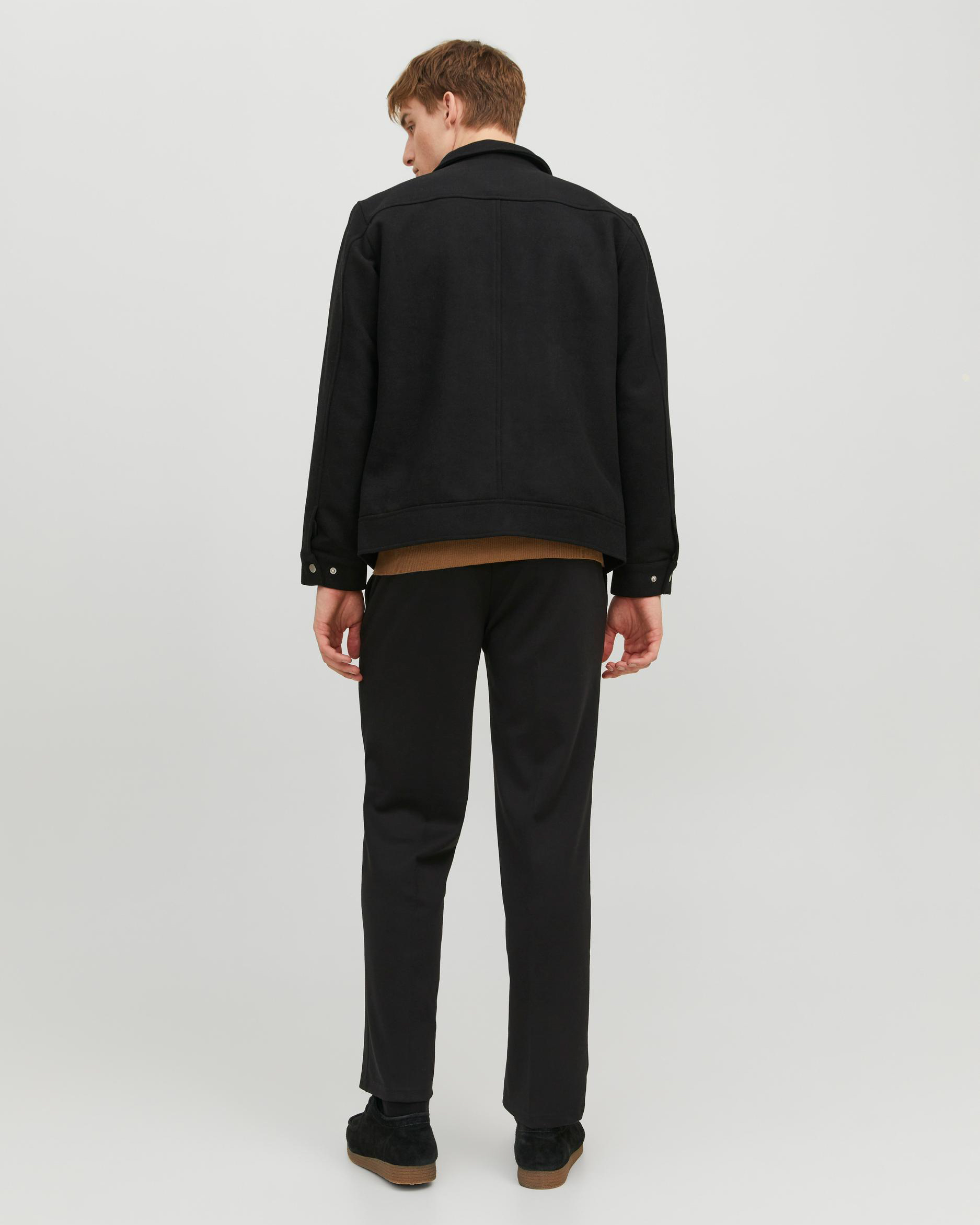 Giacca camicia nera in panno di misto lana Pellizzari