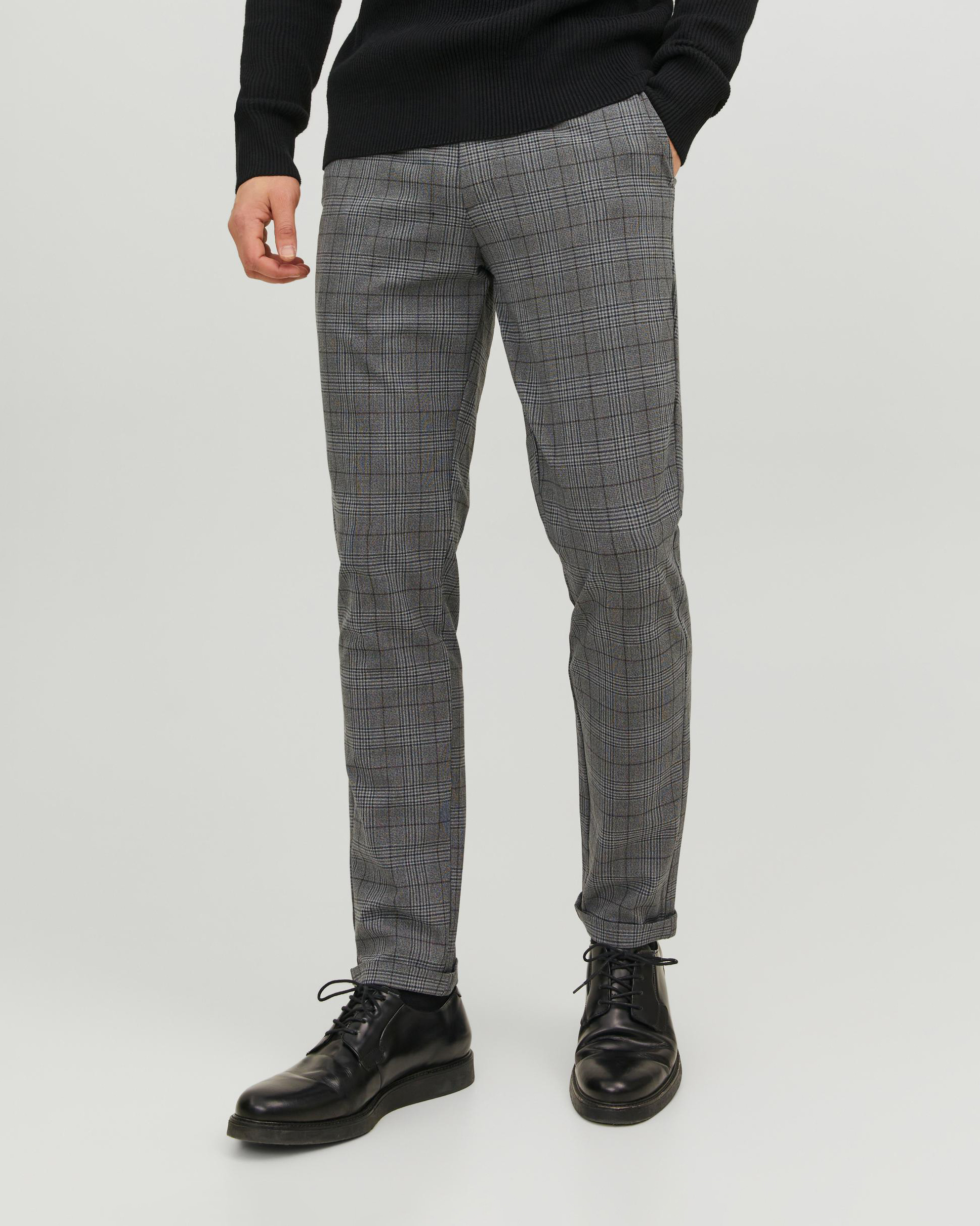 Pantalone chino grigio in viscosa stretch principe di Galles