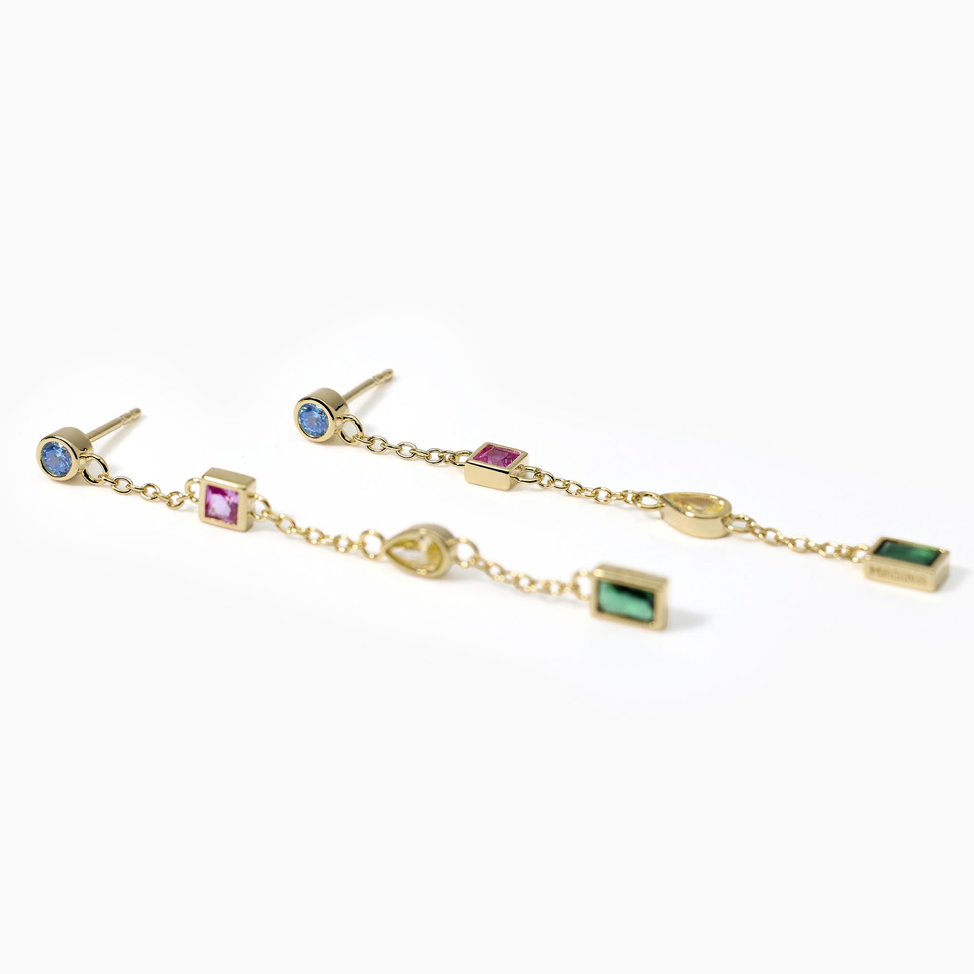 Orecchini con castoni multiforma e multicolor - View2