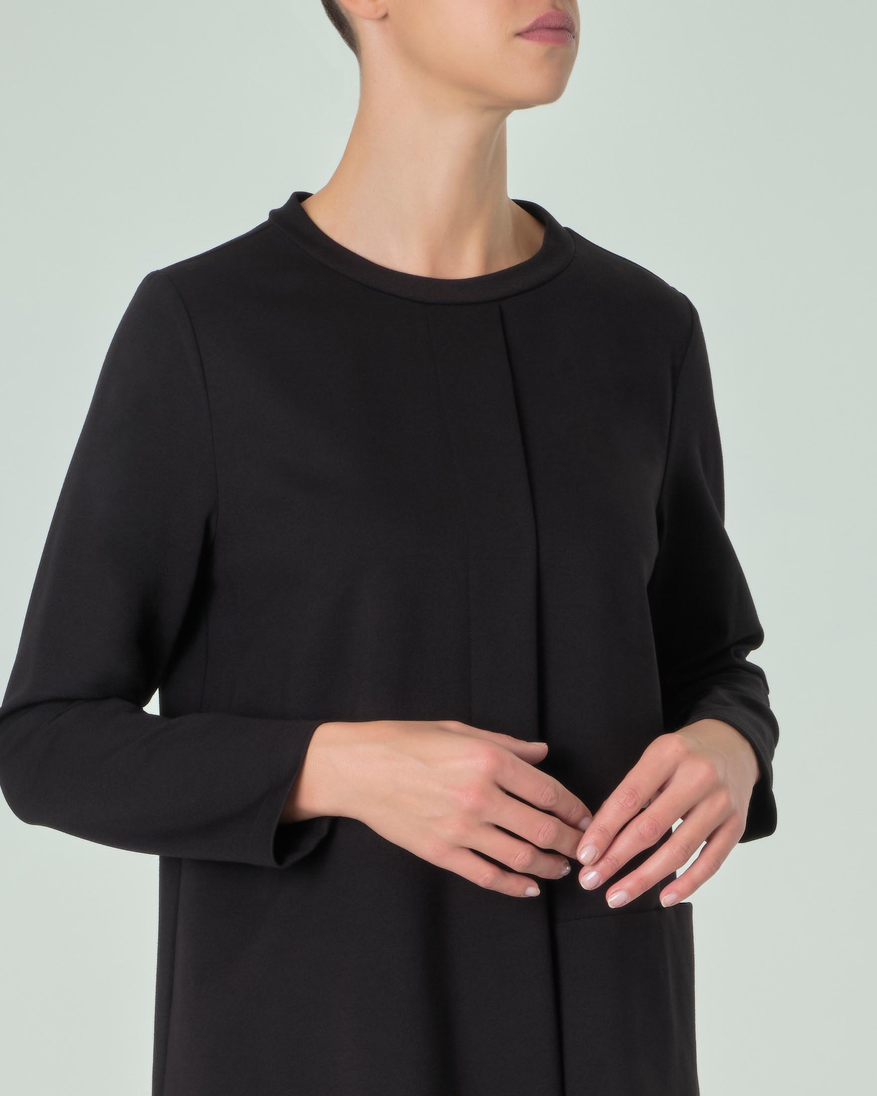 Felpa nera in misto viscosa a punto Milano con dettaglio a pannelli e tasca laterale image